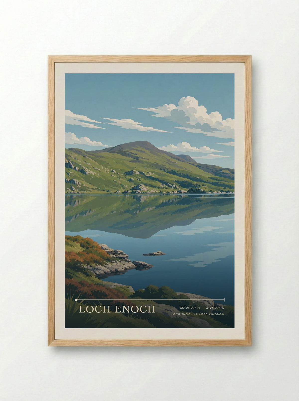 Loch Enoch | Travel Poster - Framed Print Wood