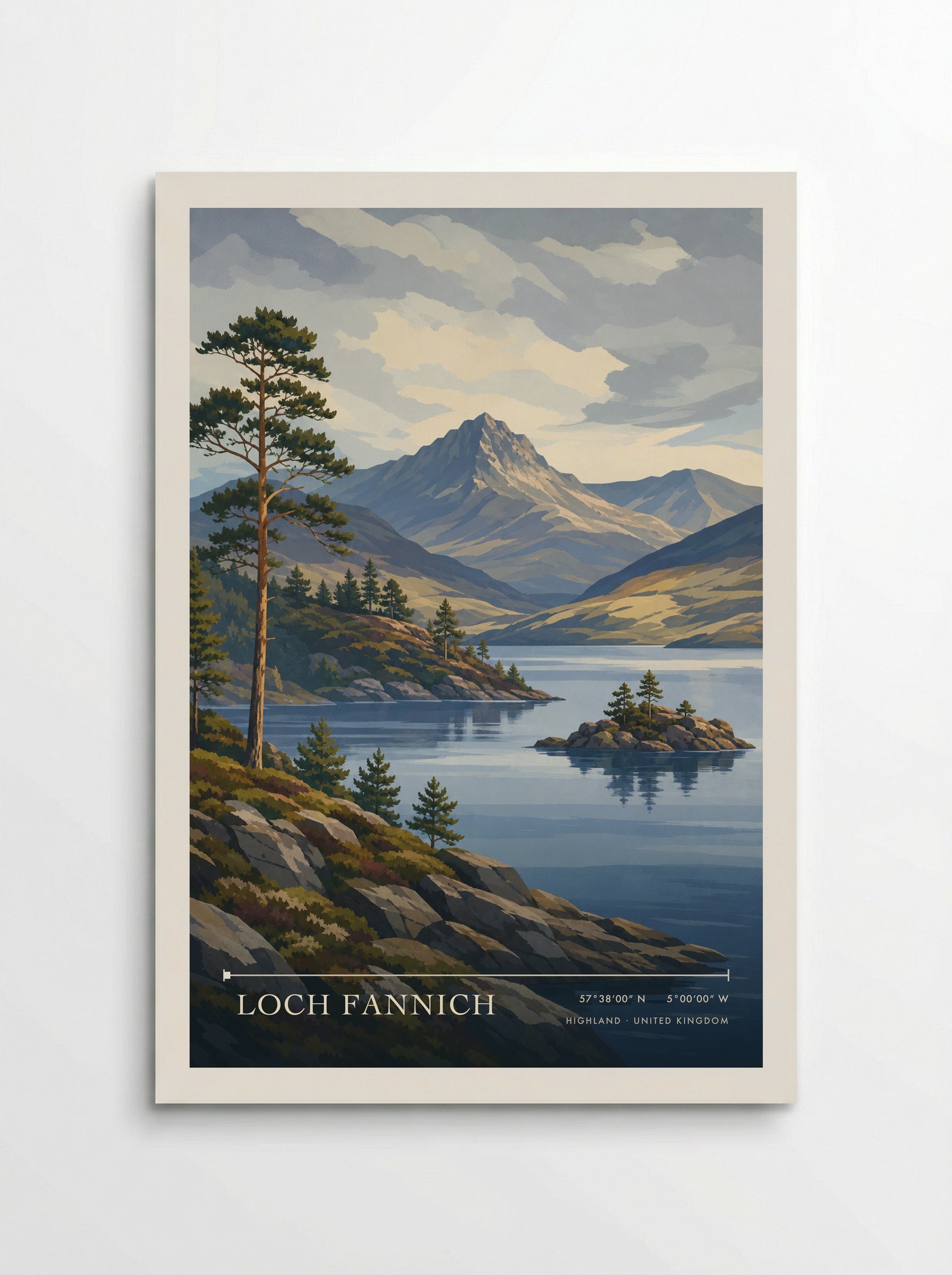 Loch Fannich Highland United Kingdom Travel Poster - Poster