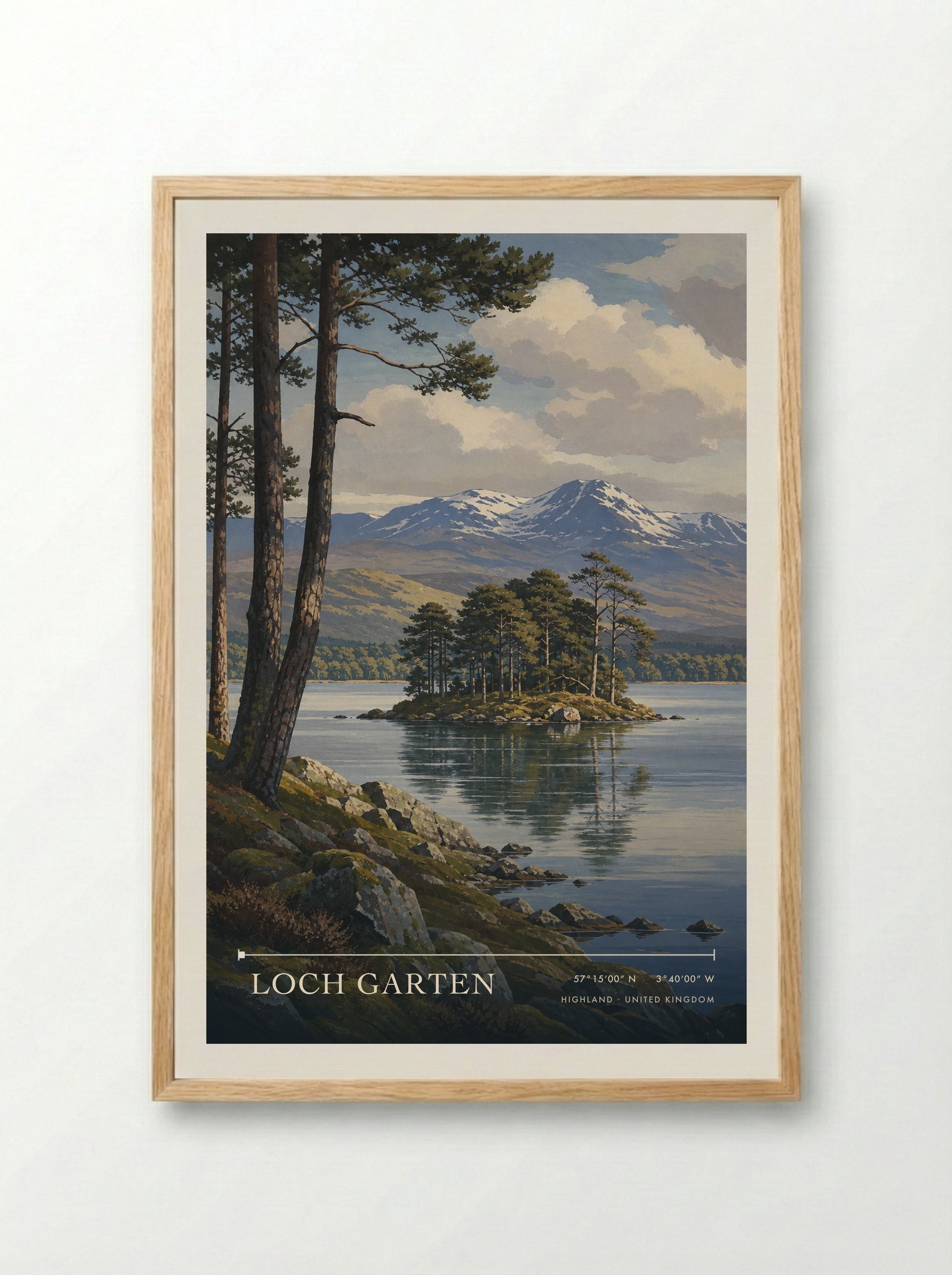 Loch Garten Highland United Kingdom Travel Poster - Framed Print Wood