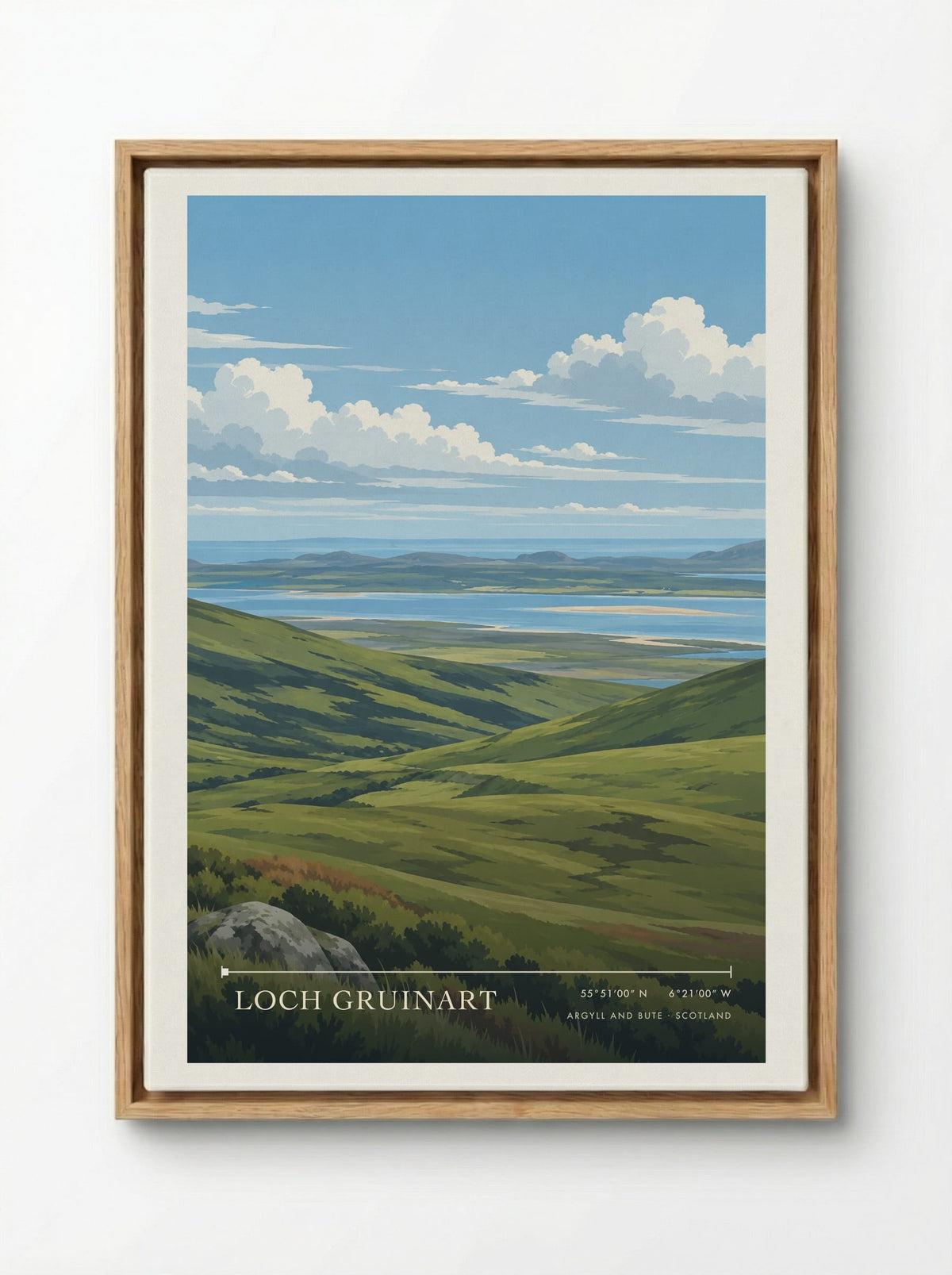 Loch Gruinart, Argyll and Bute | Travel Poster - Framed Canvas Wood