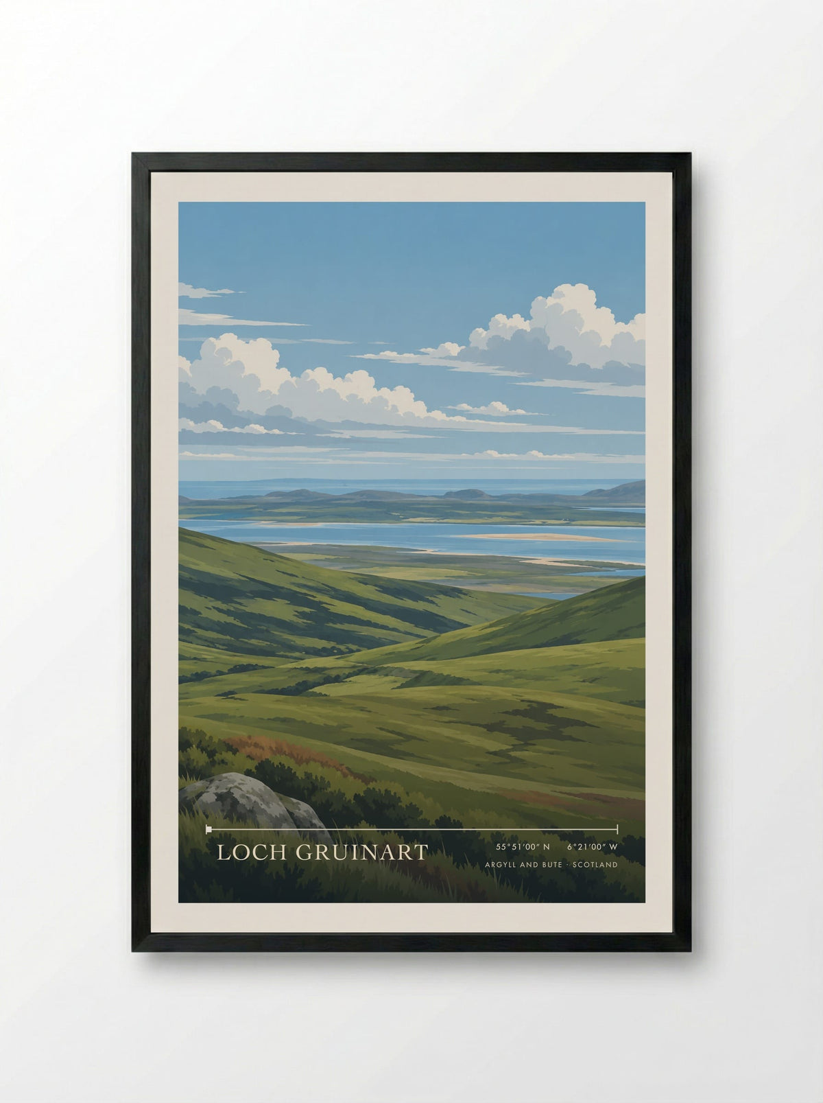 Loch Gruinart, Argyll and Bute | Travel Poster - Framed Print Black