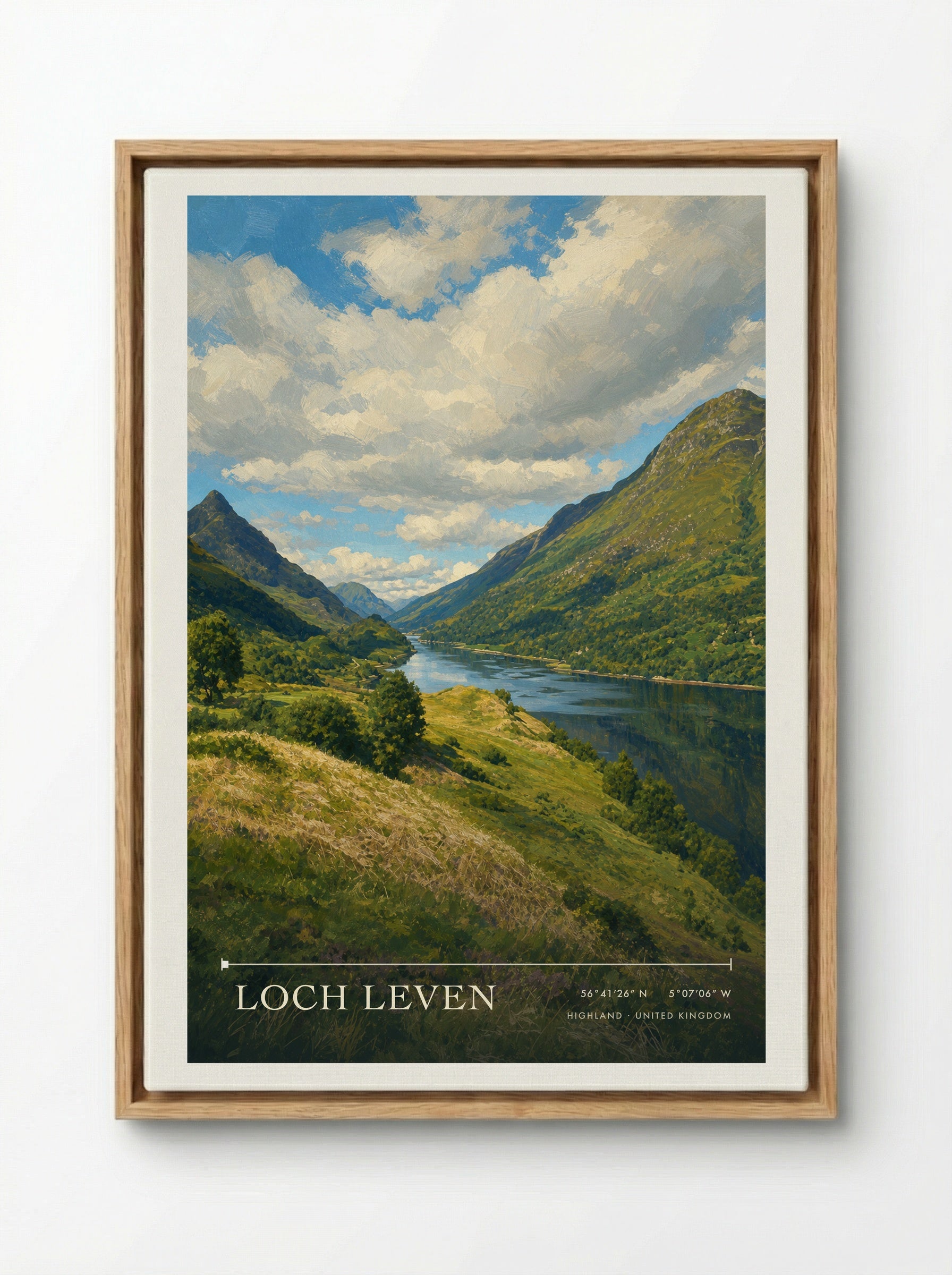 Loch Leven Highland United Kingdom Travel Poster - Framed Canvas Wood