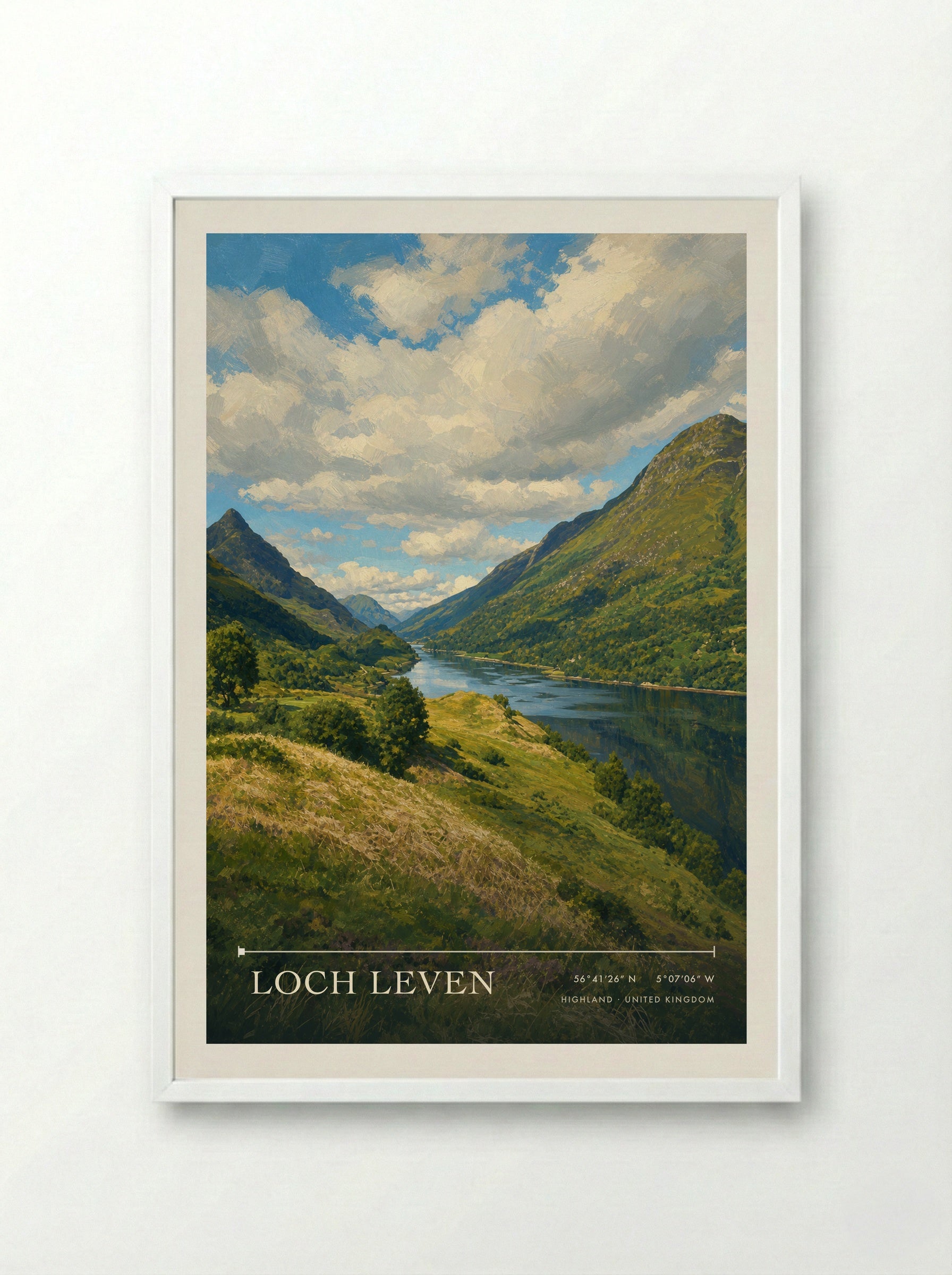 Loch Leven Highland United Kingdom Travel Poster - Framed Print White