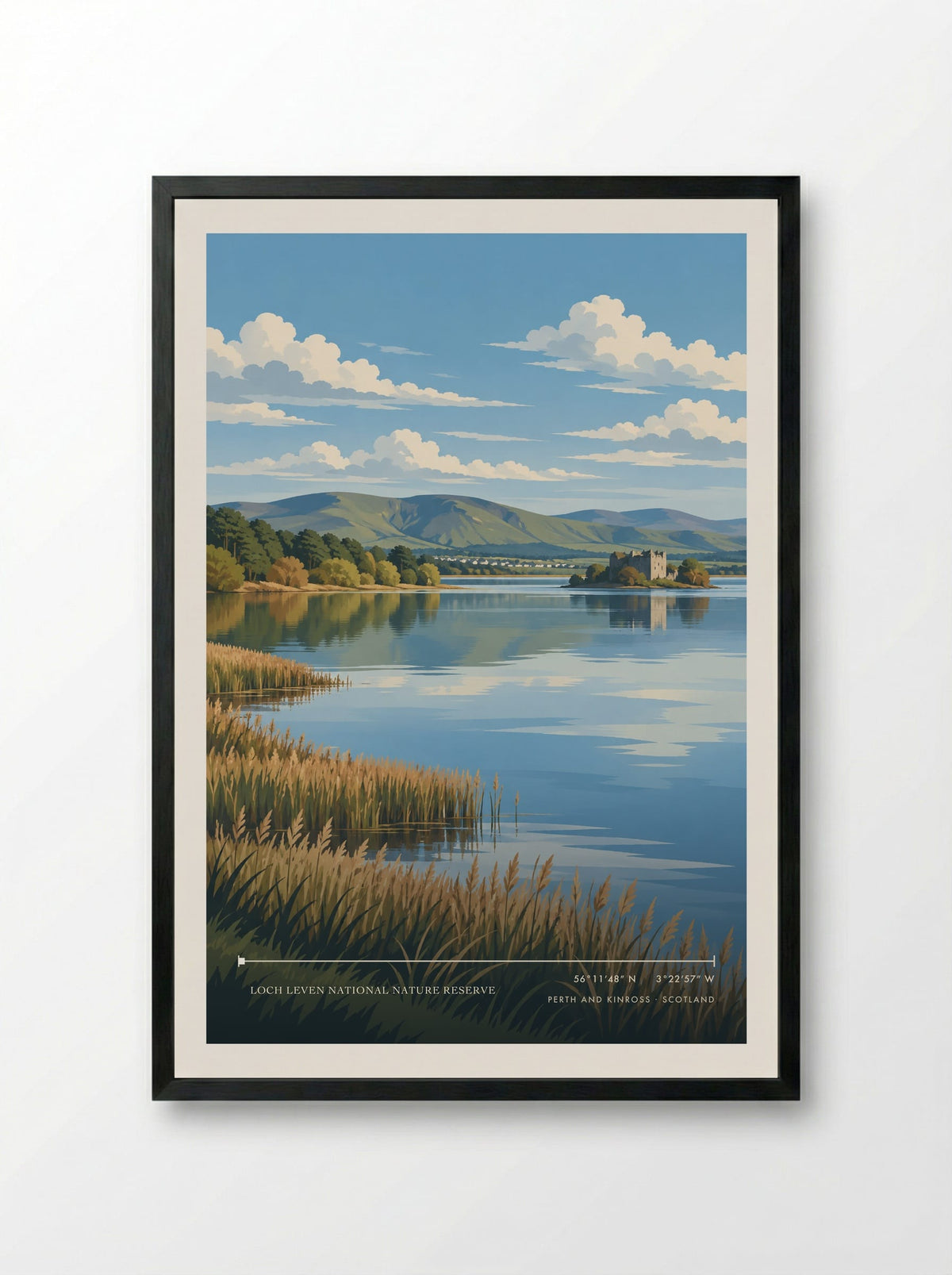 Loch Leven National Nature Reserve, Perth and Kinross | Travel Poster - Framed Print Black