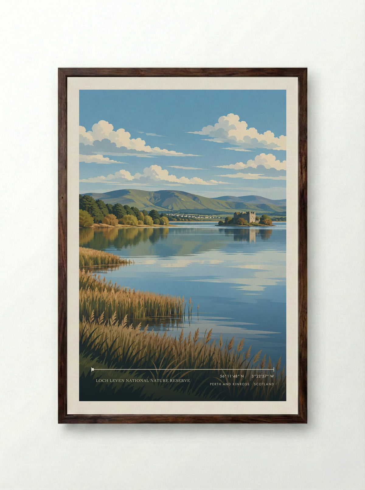 Loch Leven National Nature Reserve, Perth and Kinross | Travel Poster - Framed Print Dark Wood