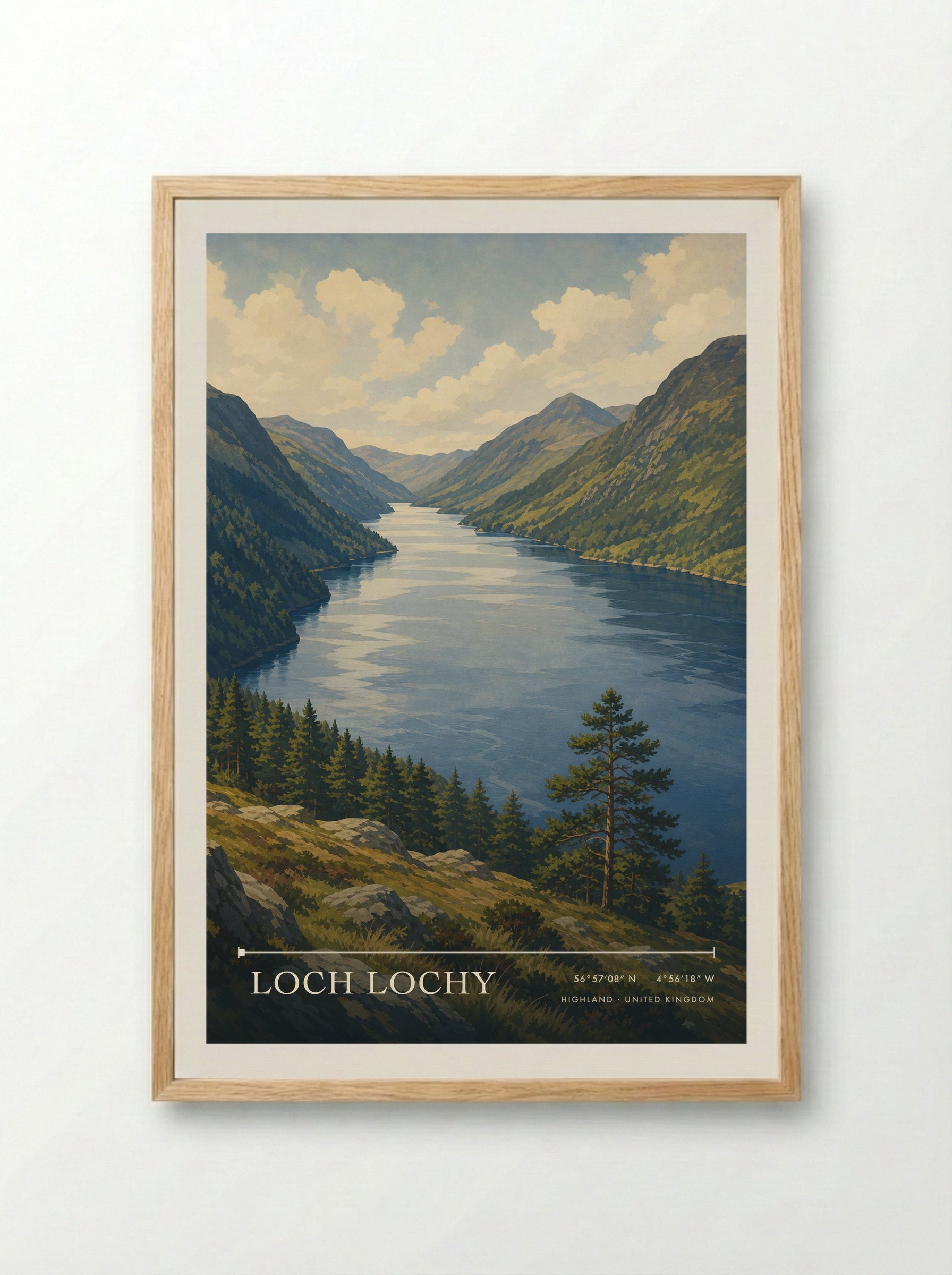 Loch Lochy Highland United Kingdom Travel Poster - Framed Print Wood