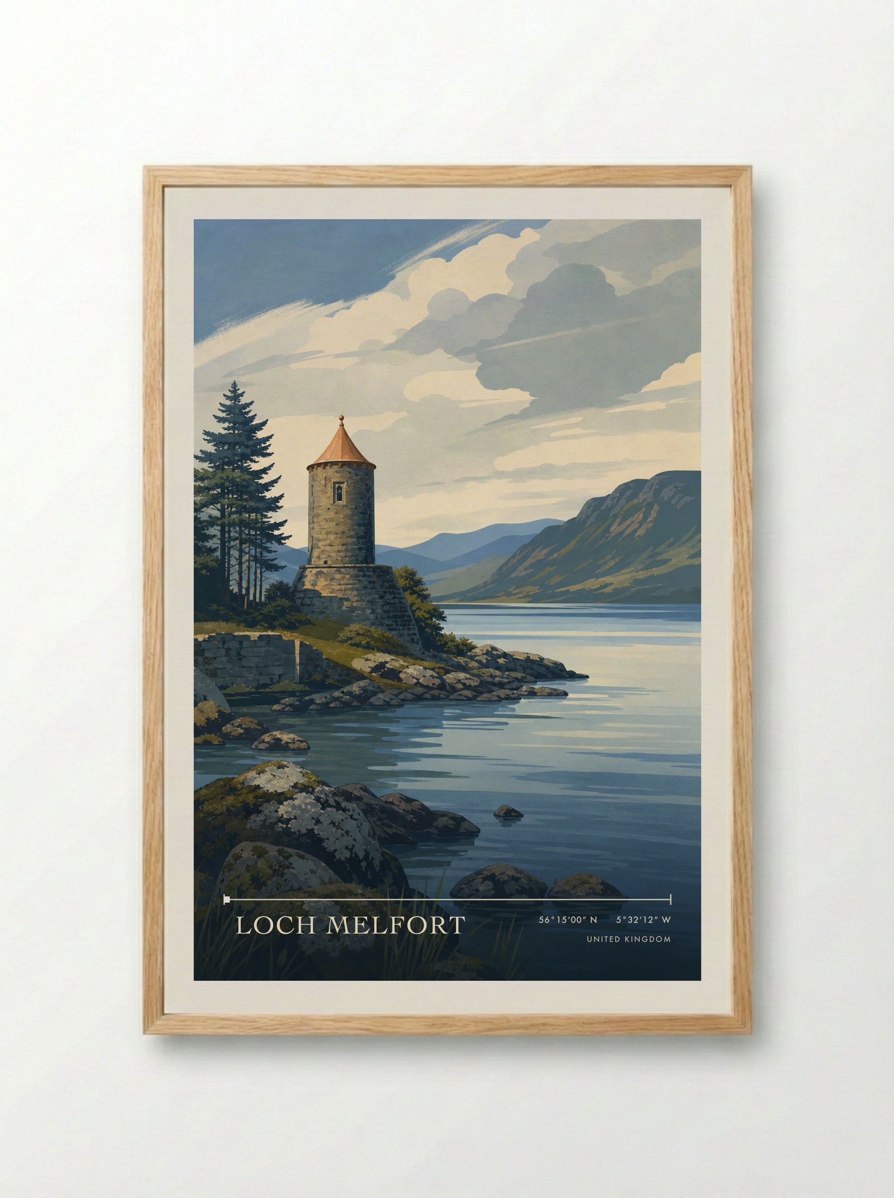 Loch Melfort United Kingdom Travel Poster - Framed Print Wood