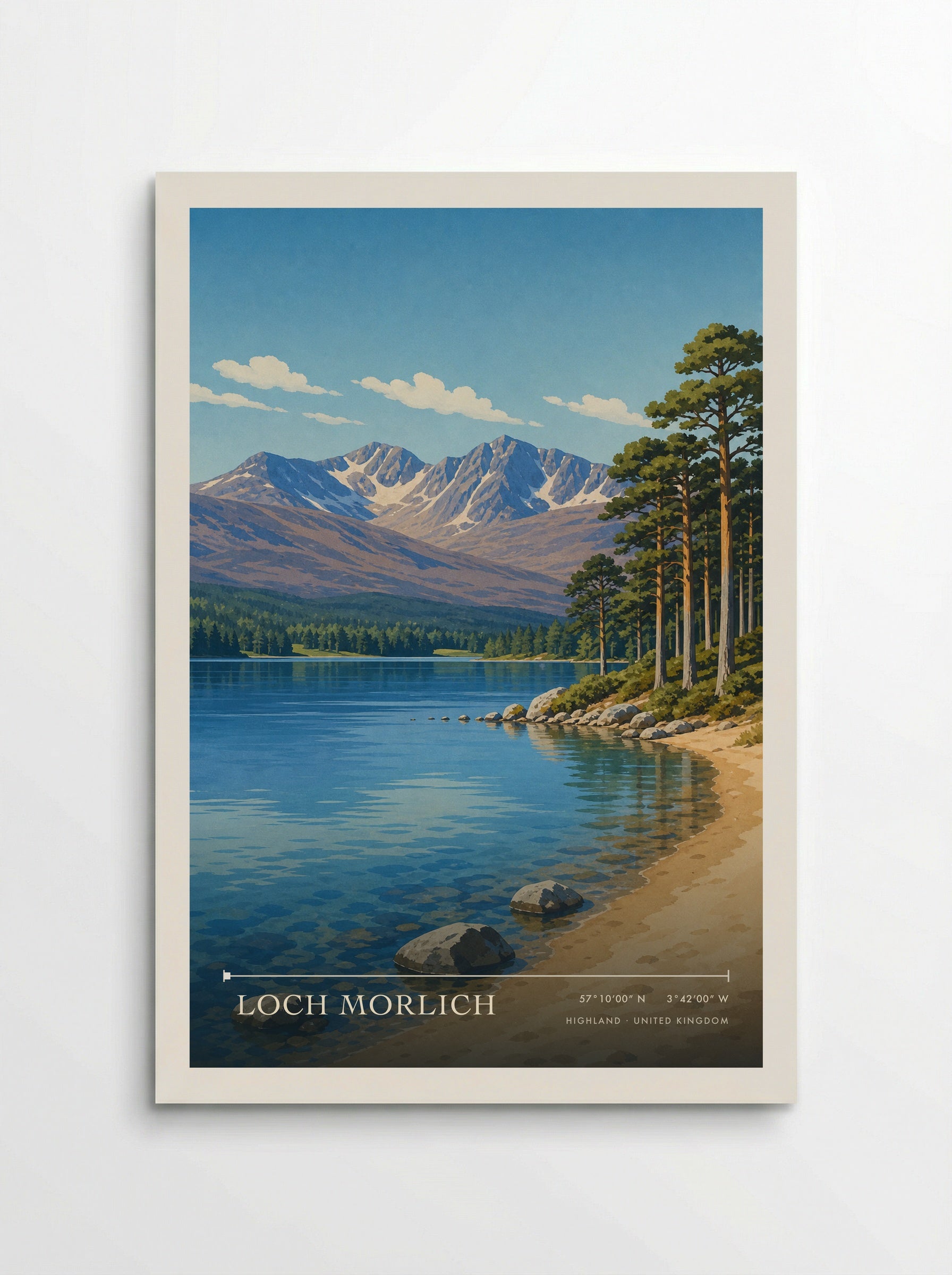 Loch Morlich Highland United Kingdom Travel Poster - Poster
