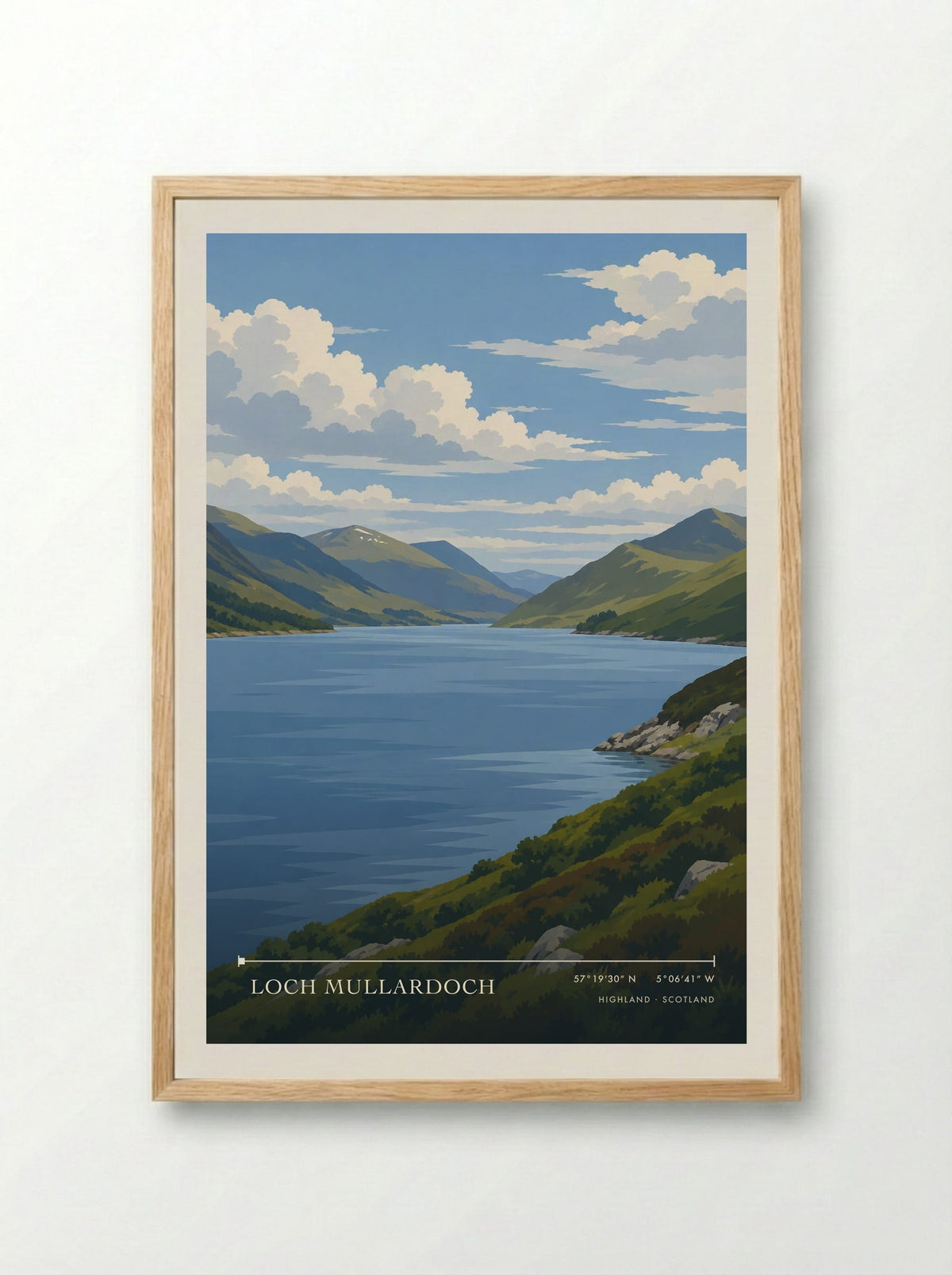 Loch Mullardoch, Highland | Travel Poster - Framed Print Wood