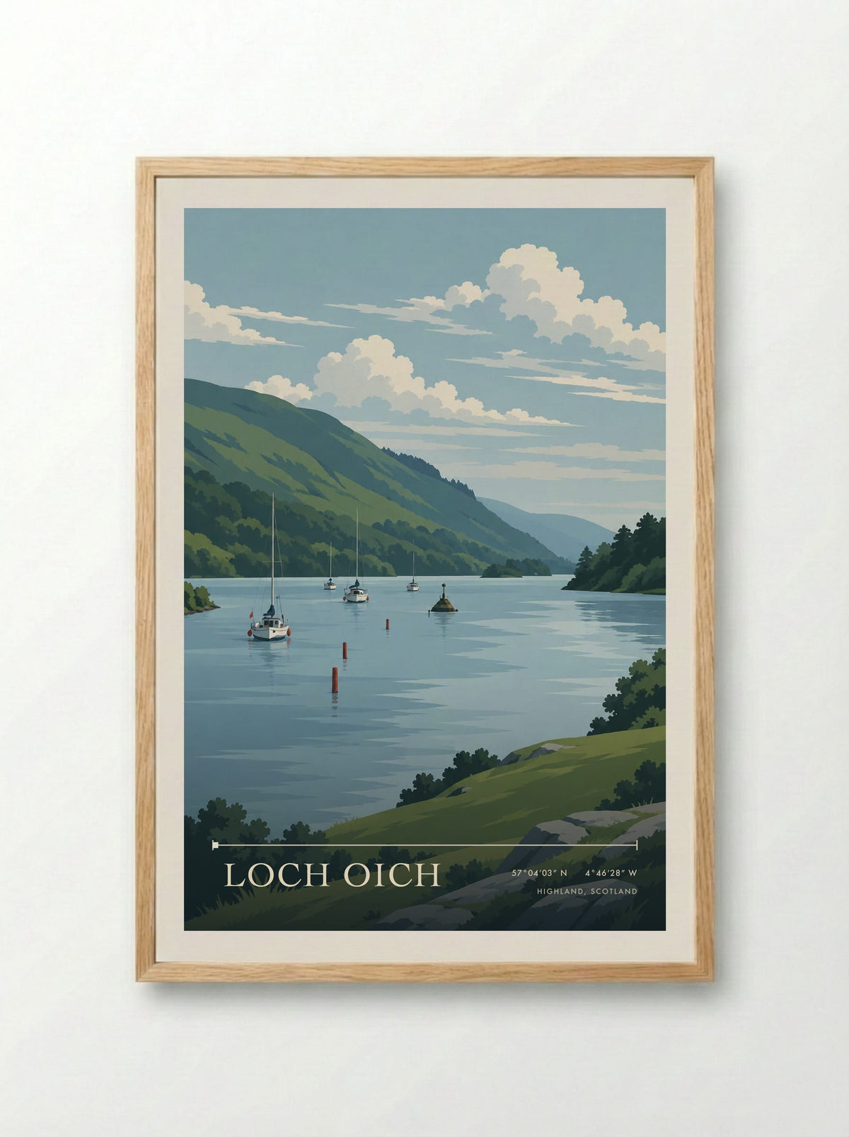 Loch Oich, Highland, Scotland | Travel Poster - Framed Print Wood