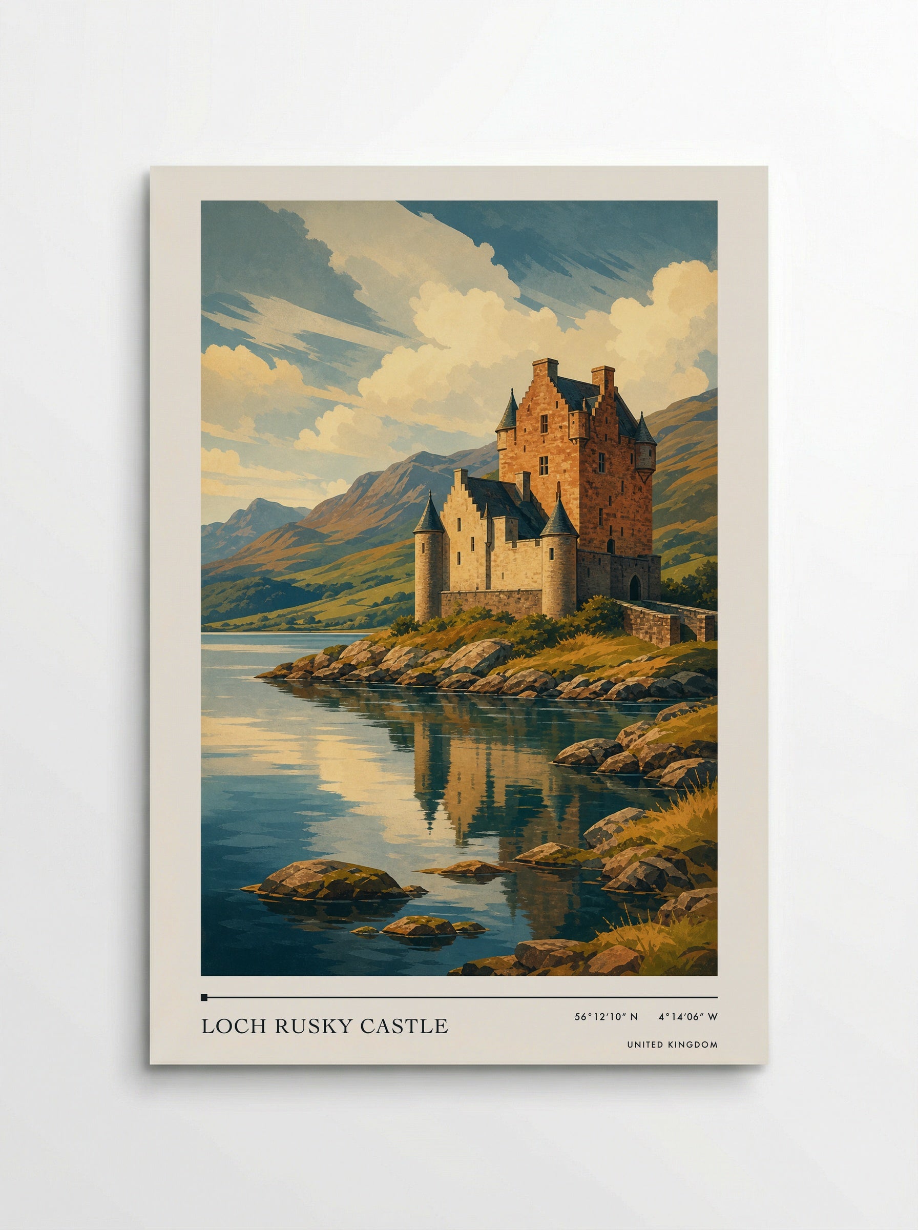 Loch Rusky Castle United Kingdom Travel Poster - Poster
