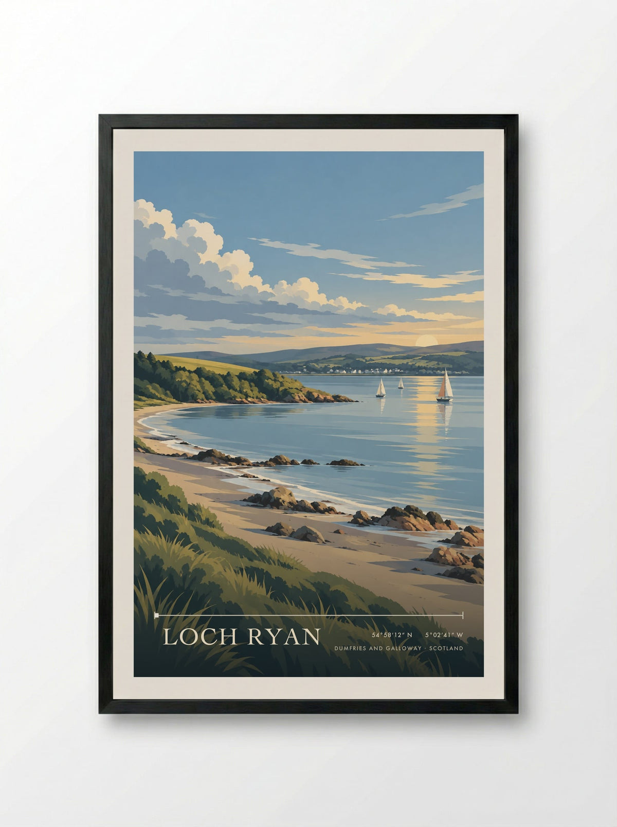 Loch Ryan, Dumfries and Galloway | Travel Poster - Framed Print Black