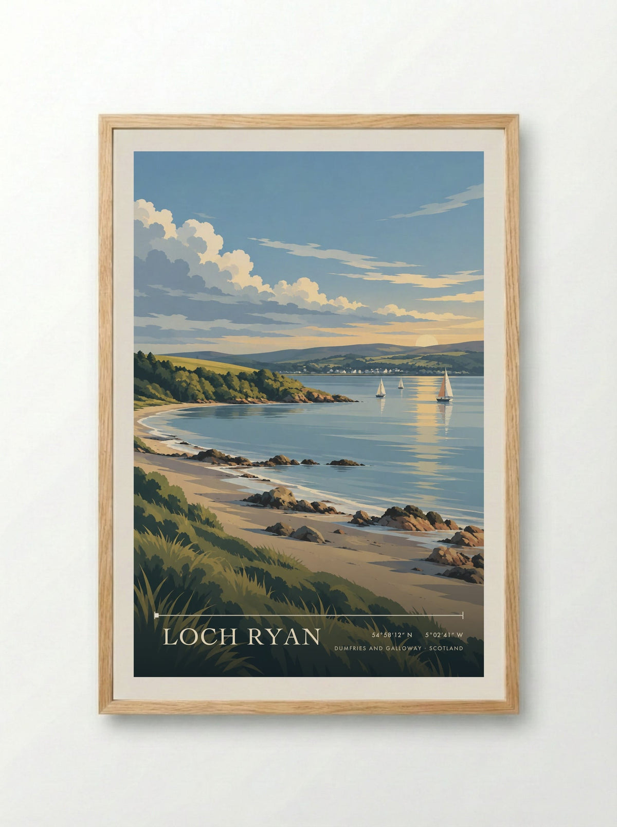 Loch Ryan, Dumfries and Galloway | Travel Poster - Framed Print Wood