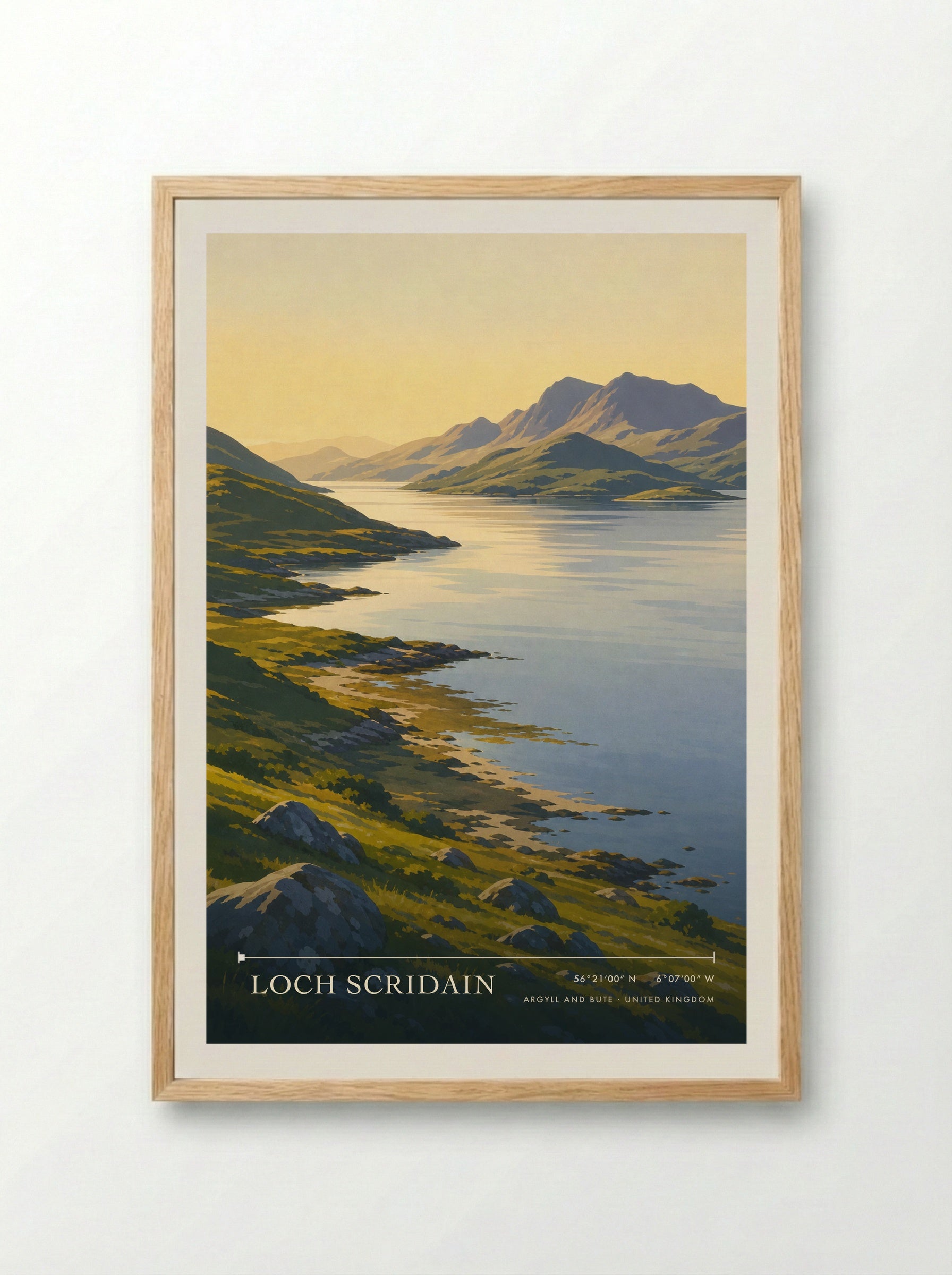 Loch Scridain Argyll and Bute United Kingdom Travel Poster - Framed Print Wood