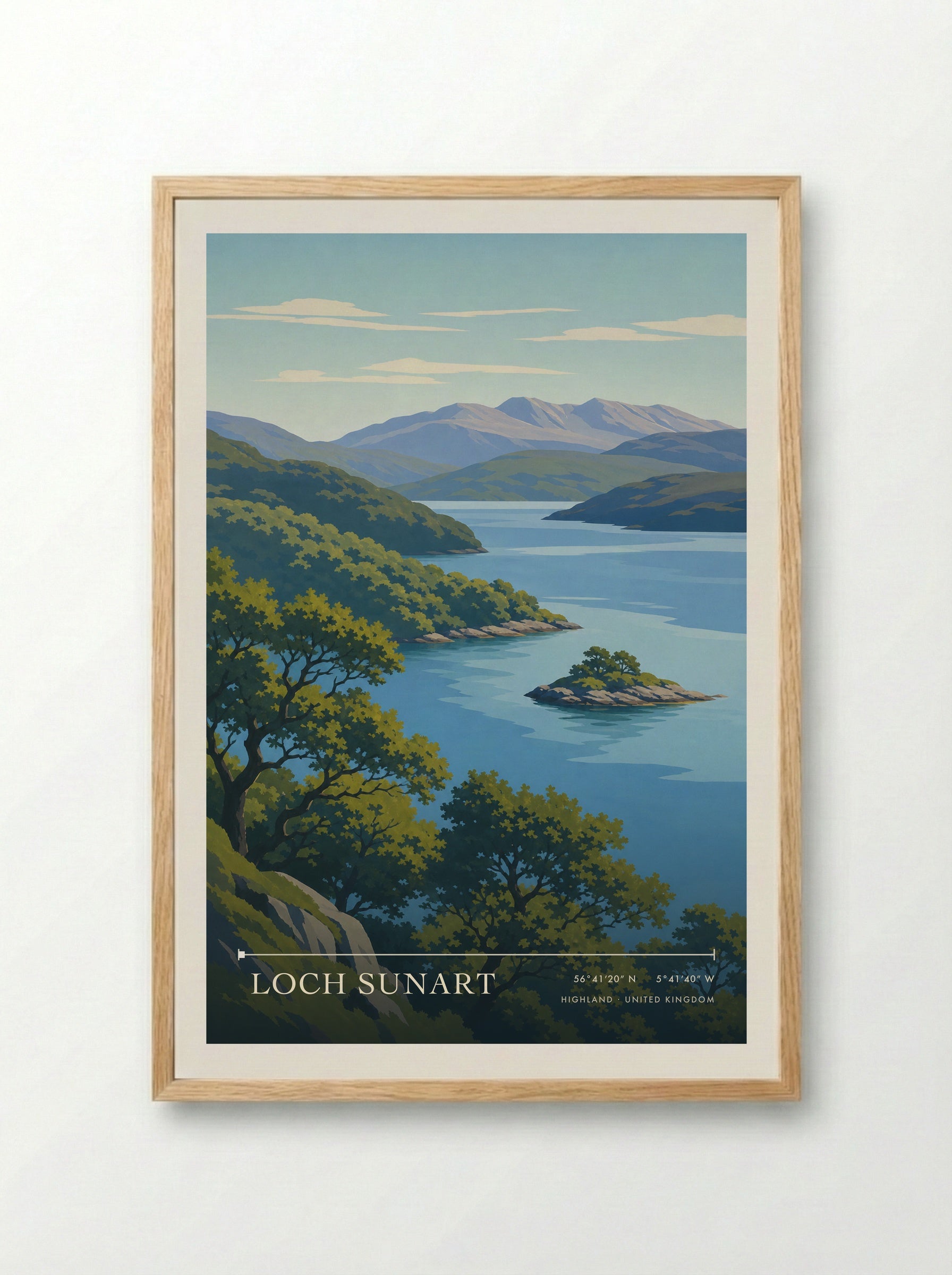 Loch Sunart Highland United Kingdom Travel Poster - Framed Print Wood