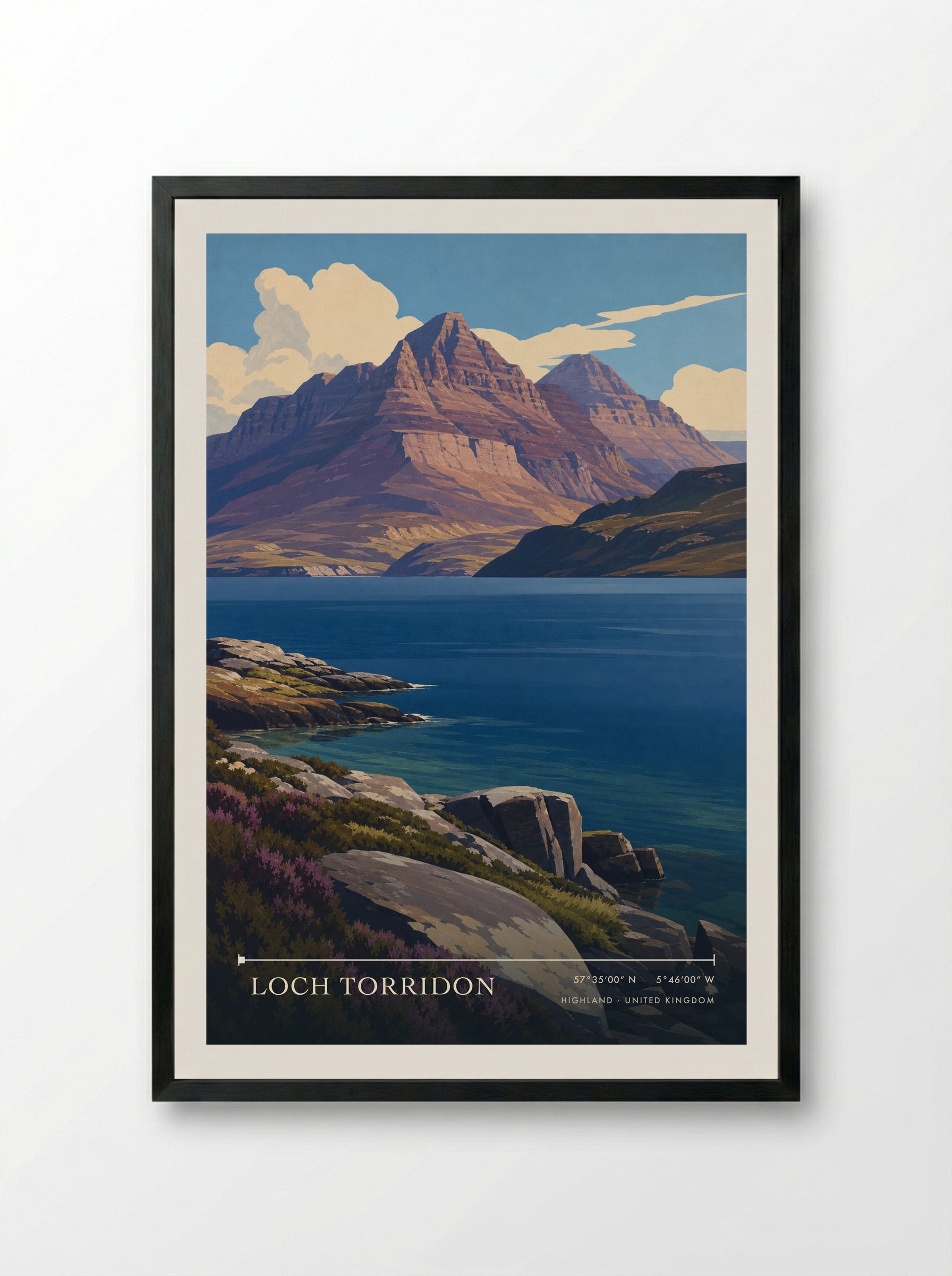 Loch Torridon Highland United Kingdom Travel Poster - Framed Print Black