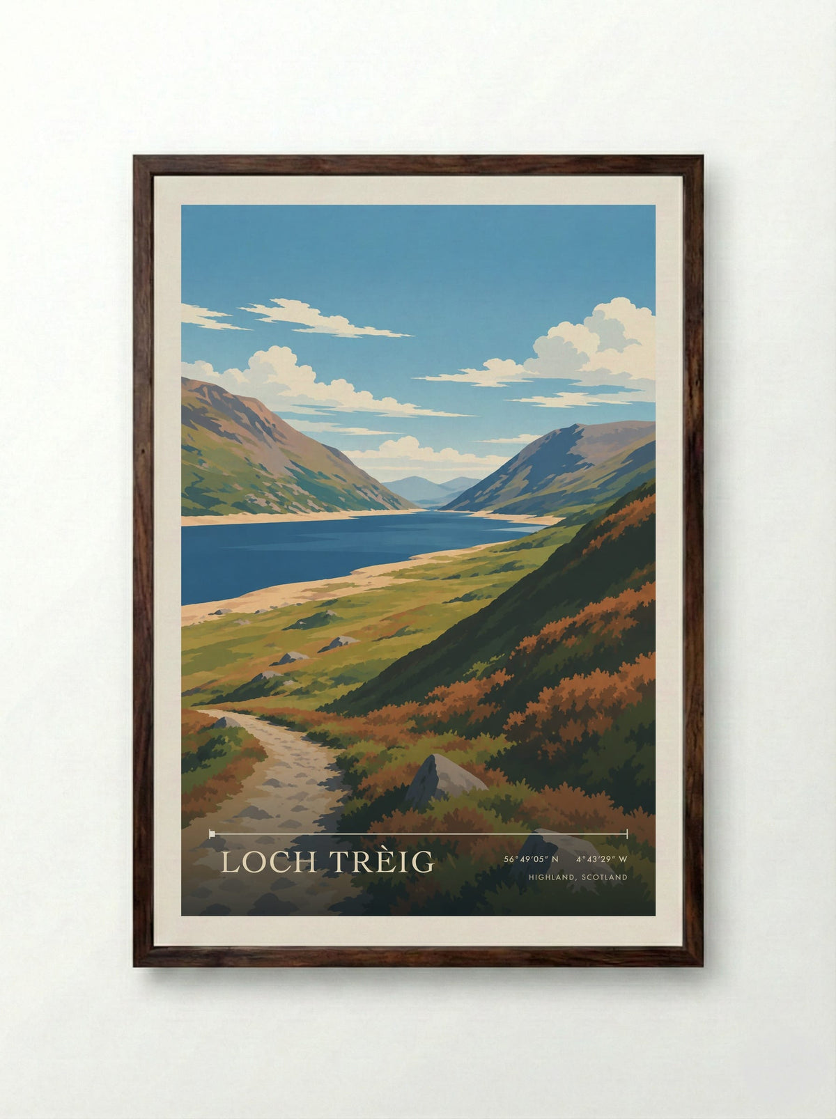 Loch Trèig, Highland, Scotland | Travel Poster - Framed Print Dark Wood