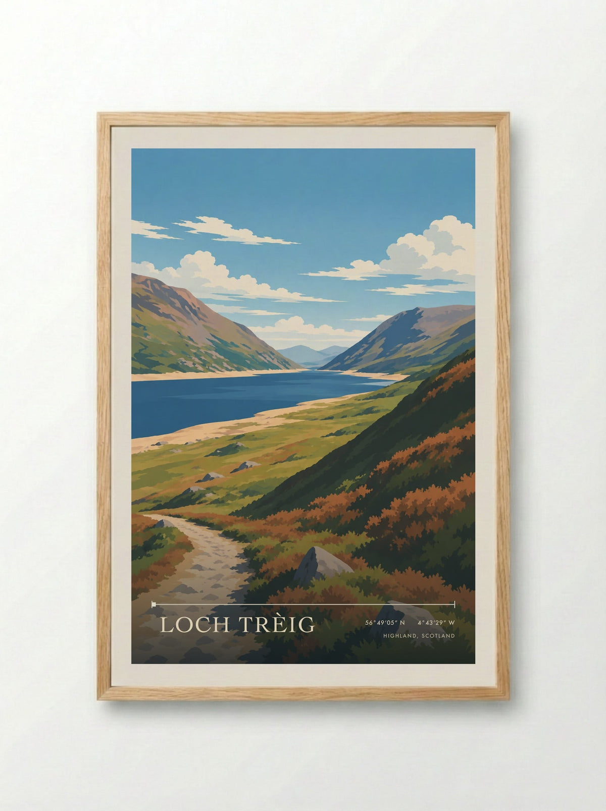 Loch Trèig, Highland, Scotland | Travel Poster - Framed Print Wood