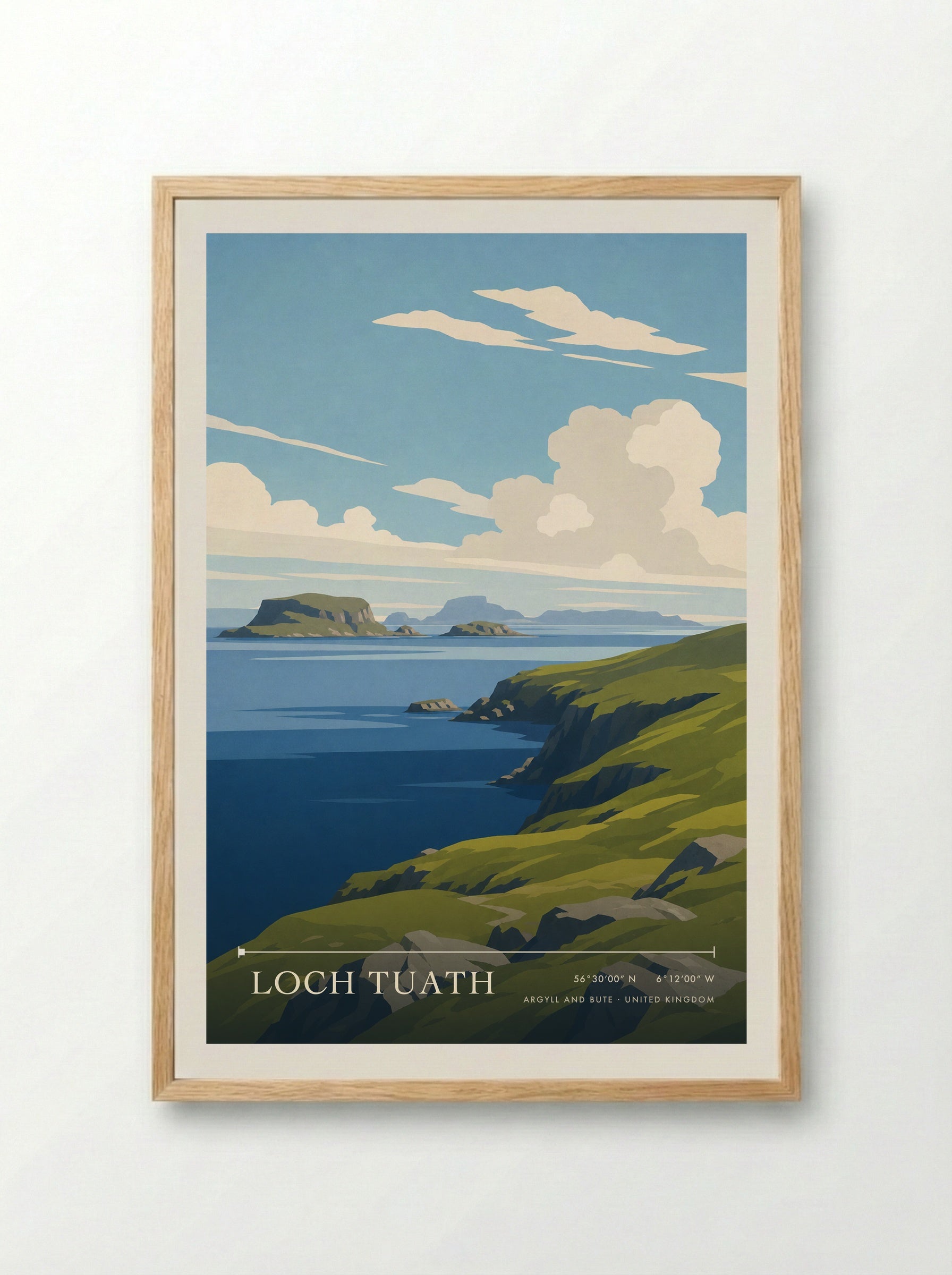 Loch Tuath Argyll and Bute United Kingdom Travel Poster - Framed Print Wood