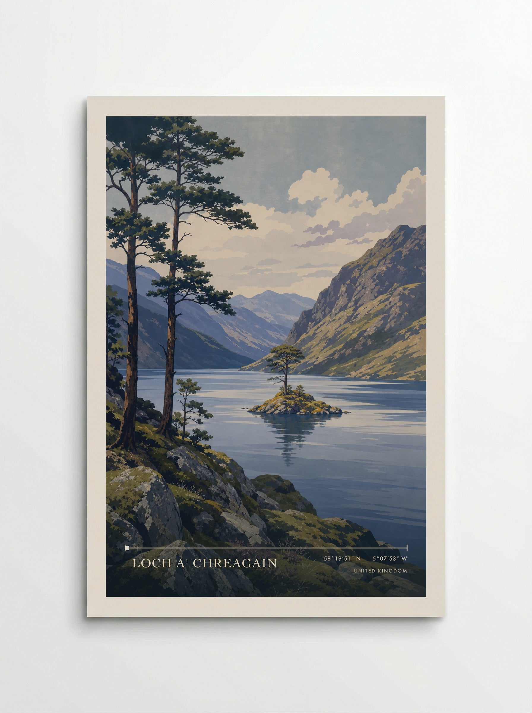 Loch a' Chreagain United Kingdom Travel Poster - Poster