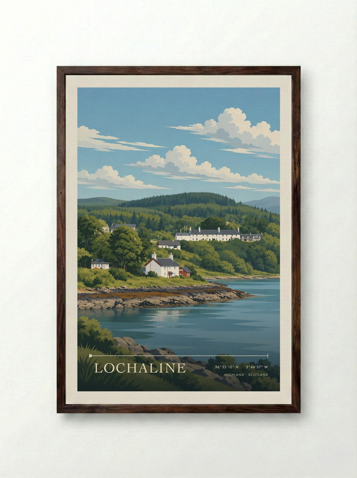 Lochaline, Highland | Travel Poster - Framed Print Dark Wood