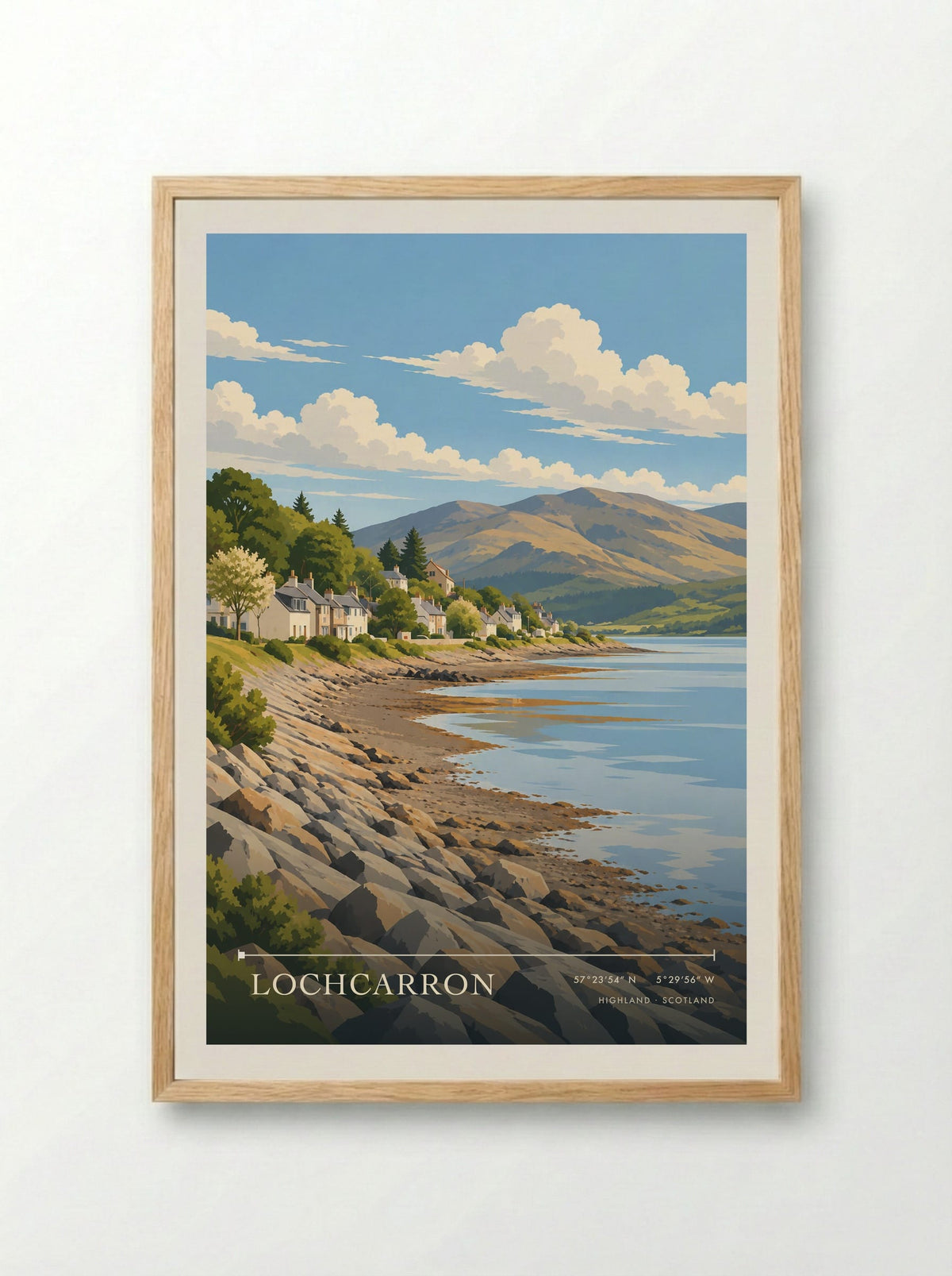 Lochcarron, Highland | Travel Poster - Framed Print Wood
