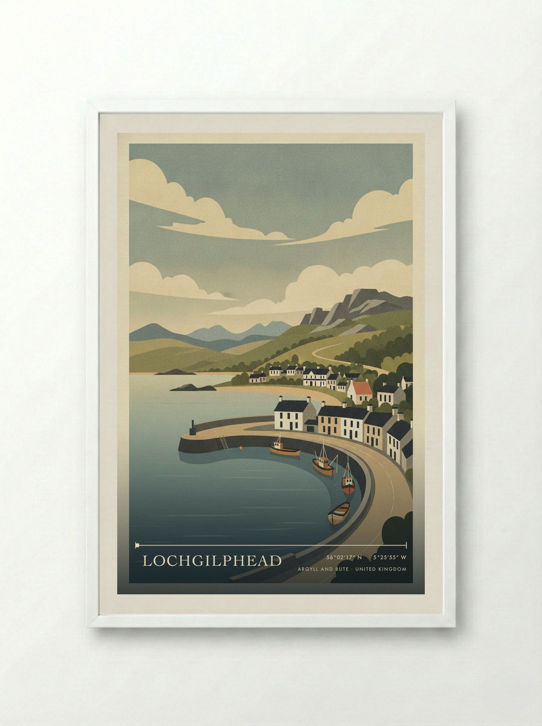 Lochgilphead Argyll and Bute United Kingdom Travel Poster - Framed Print White