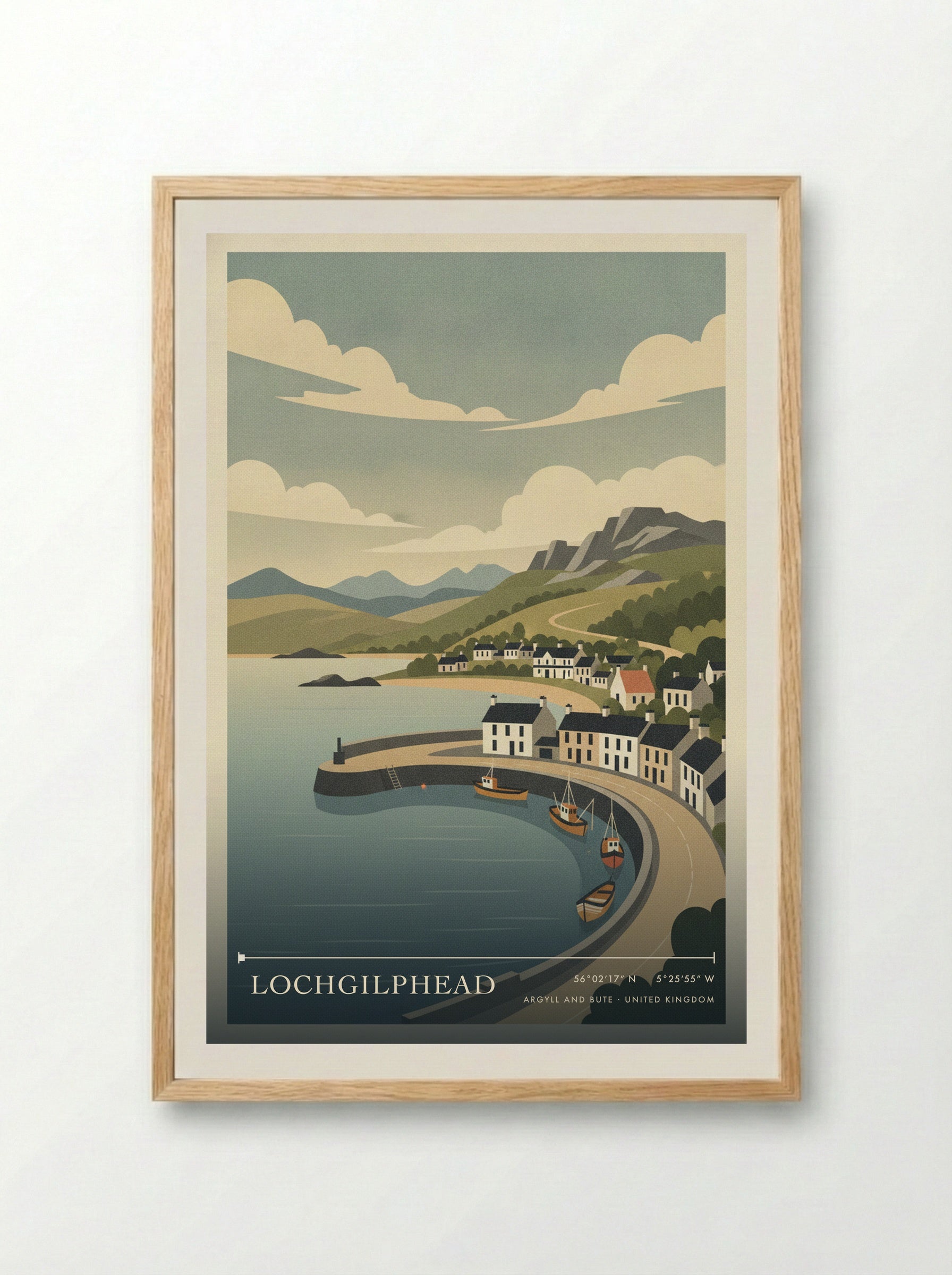 Lochgilphead Argyll and Bute United Kingdom Travel Poster - Framed Print Wood