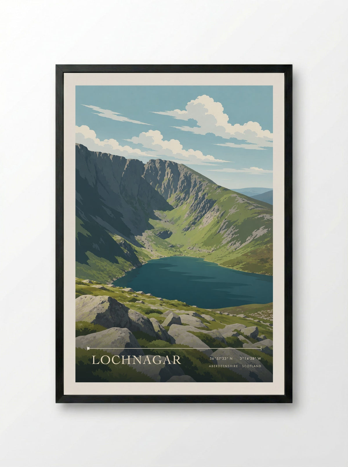 Lochnagar, Aberdeenshire | Travel Poster - Framed Print Black