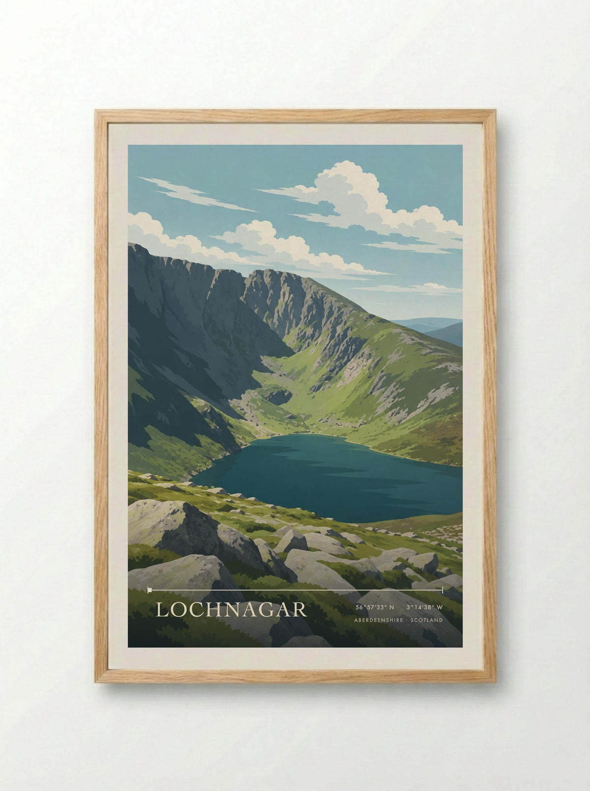 Lochnagar, Aberdeenshire | Travel Poster - Framed Print Wood