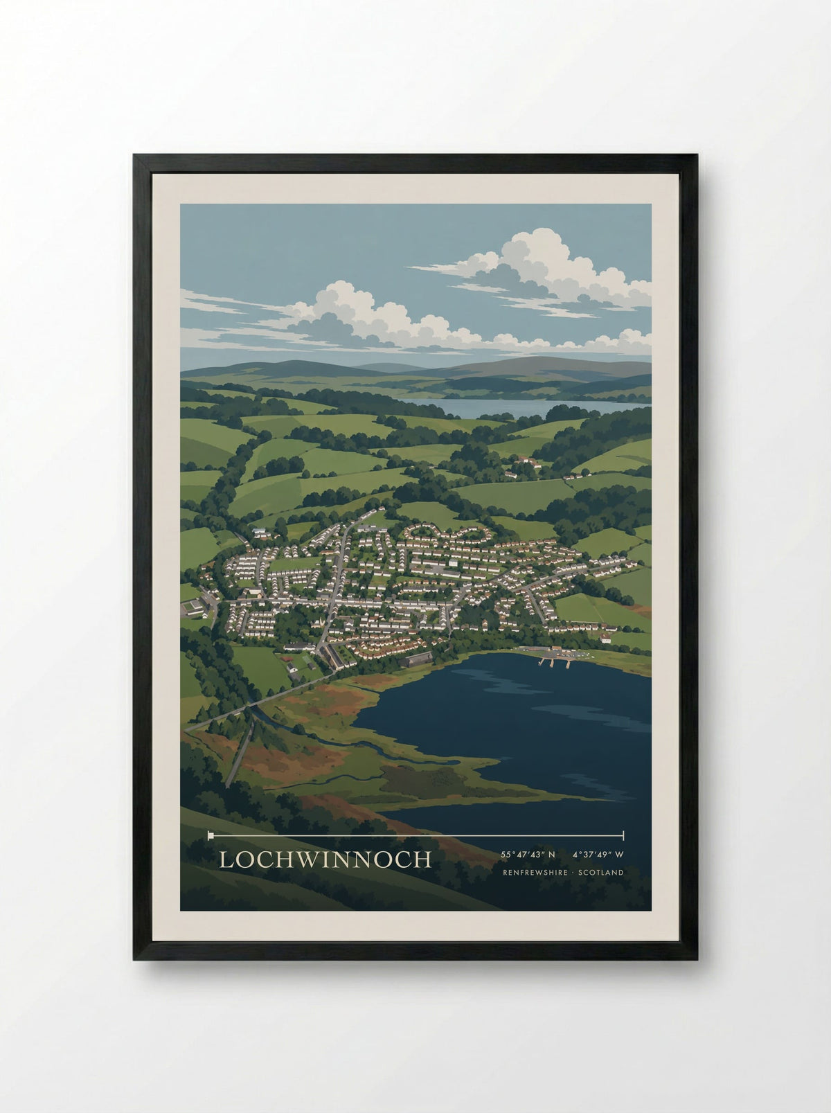 Lochwinnoch, Renfrewshire | Travel Poster - Framed Print Black