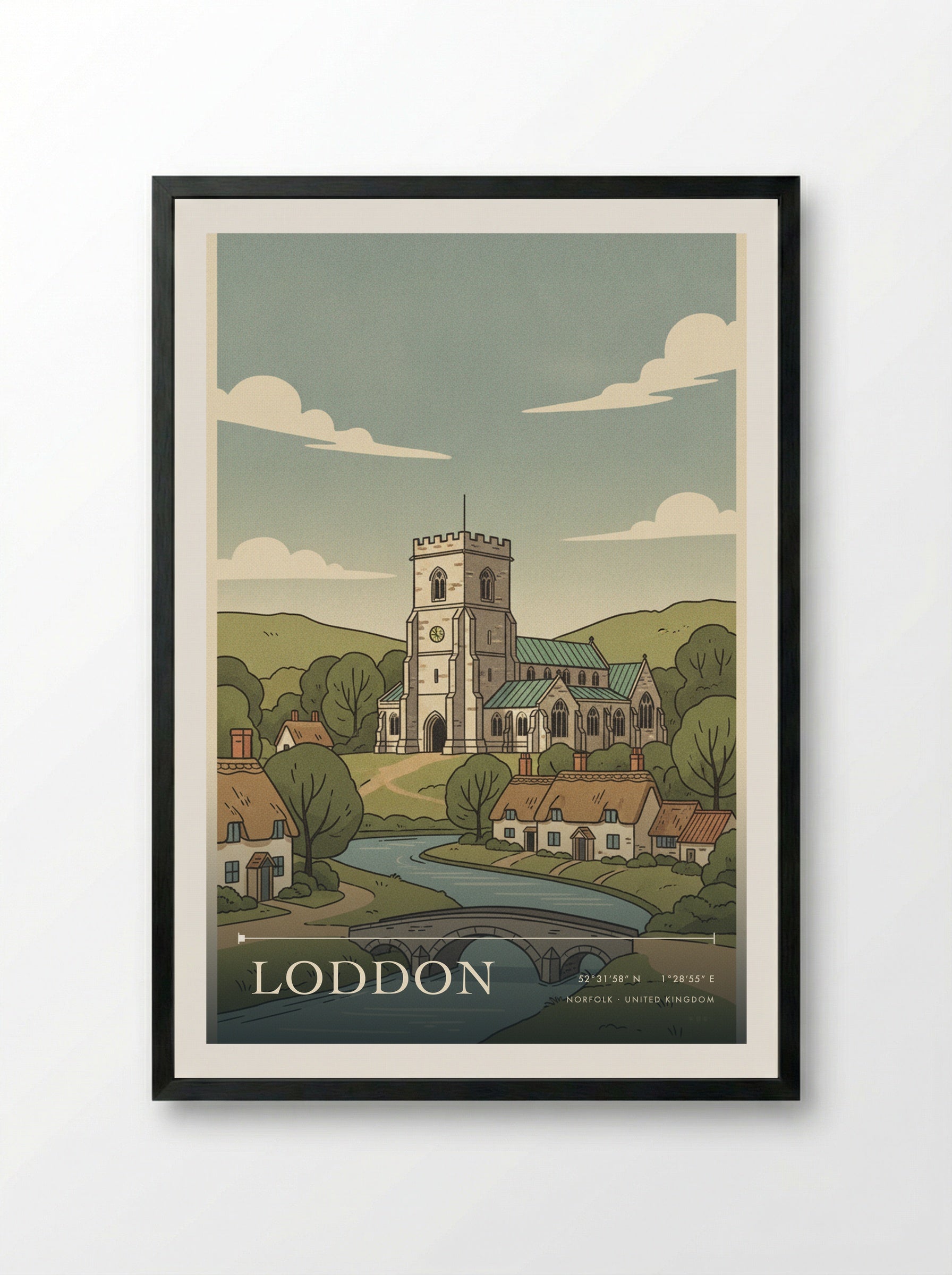 Loddon Norfolk United Kingdom Travel Poster - Framed Print Black
