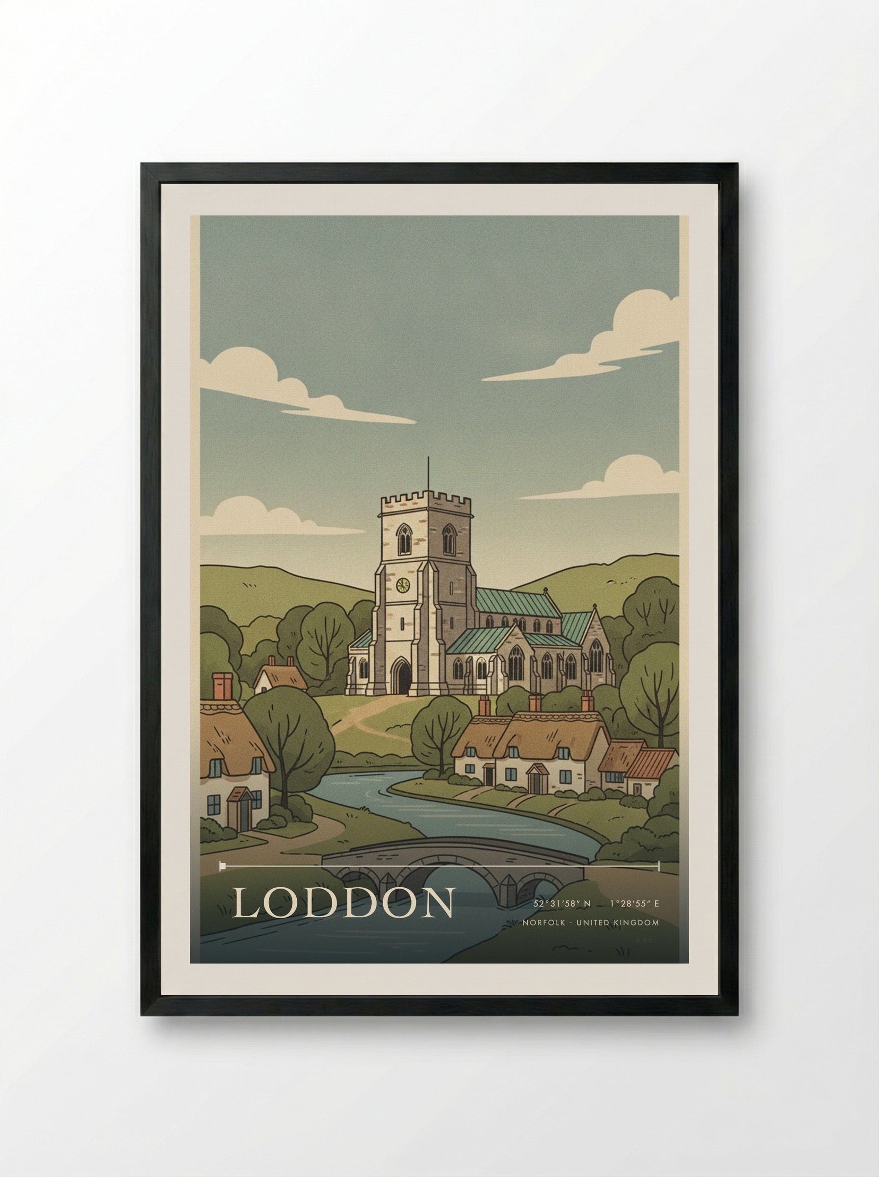 Loddon Norfolk United Kingdom Travel Poster - Framed Print Black