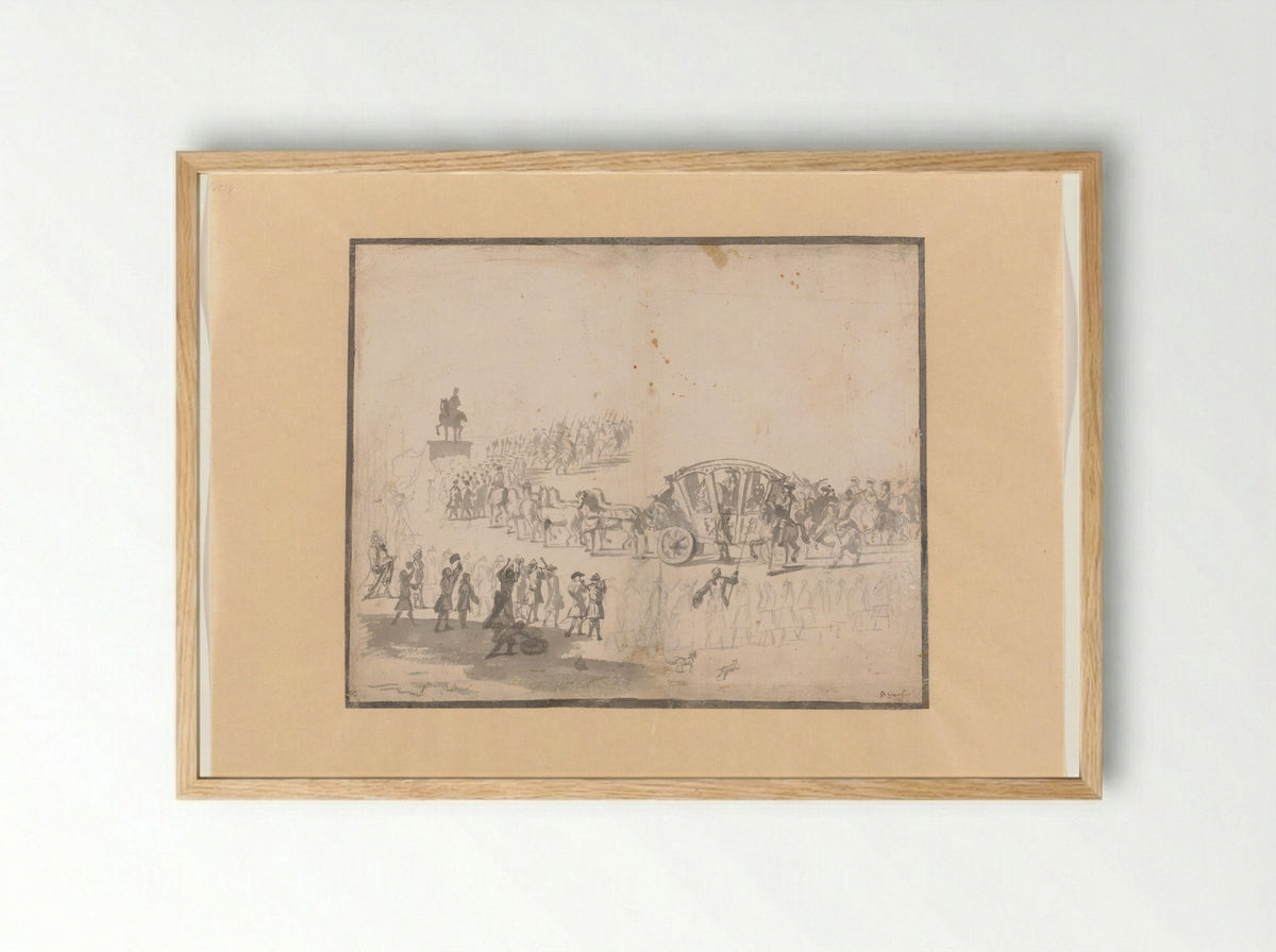 Lodewijk XIV in een rijtuig te Parijs - Barent Gael - Framed Print Wood