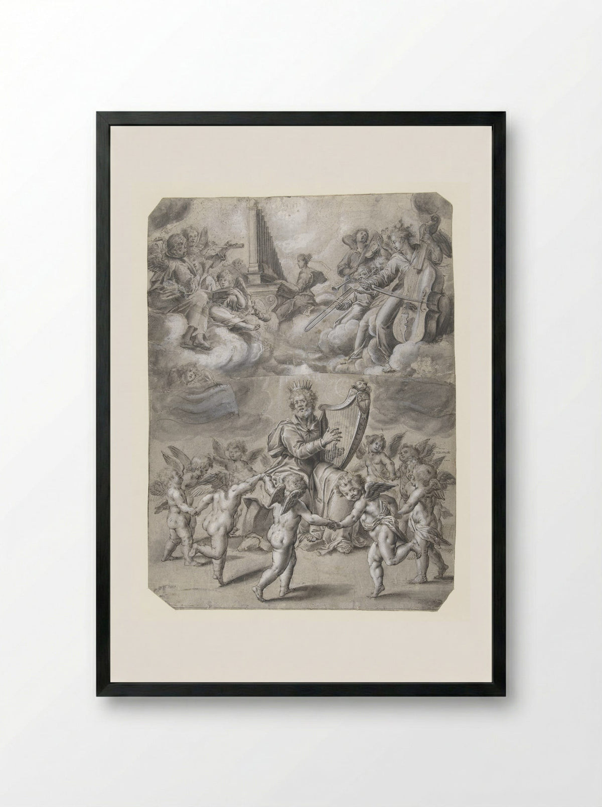 Loflied van Koning David en de heilige Cecilia - Peter de Witte - Framed Print Black