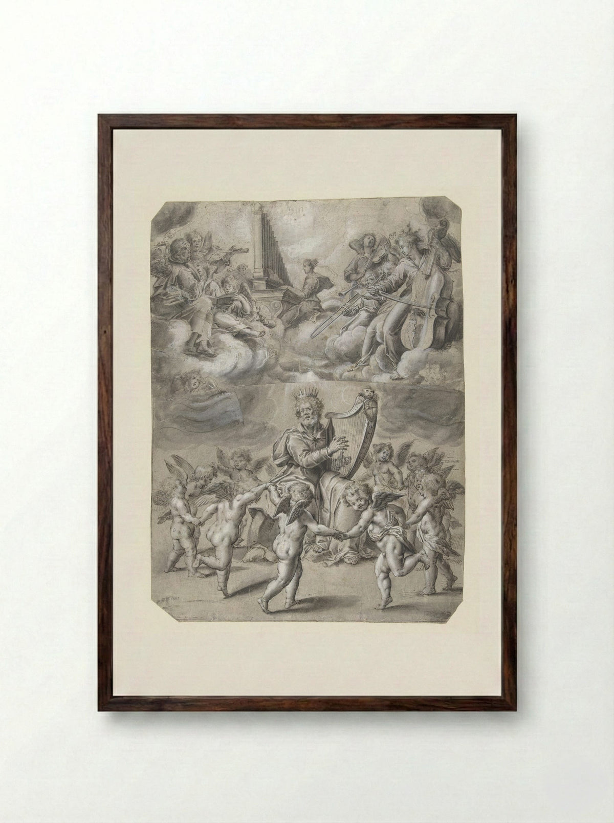 Loflied van Koning David en de heilige Cecilia - Peter de Witte - Framed Print Dark Wood