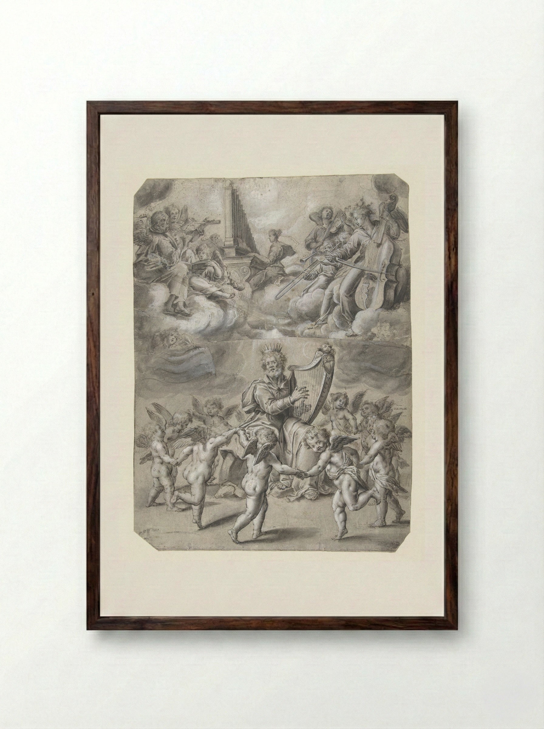 Loflied van Koning David en de heilige Cecilia - Peter de Witte - Framed Print Dark Wood