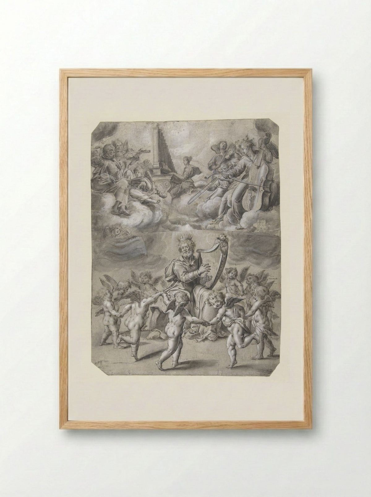 Loflied van Koning David en de heilige Cecilia - Peter de Witte - Framed Print Wood