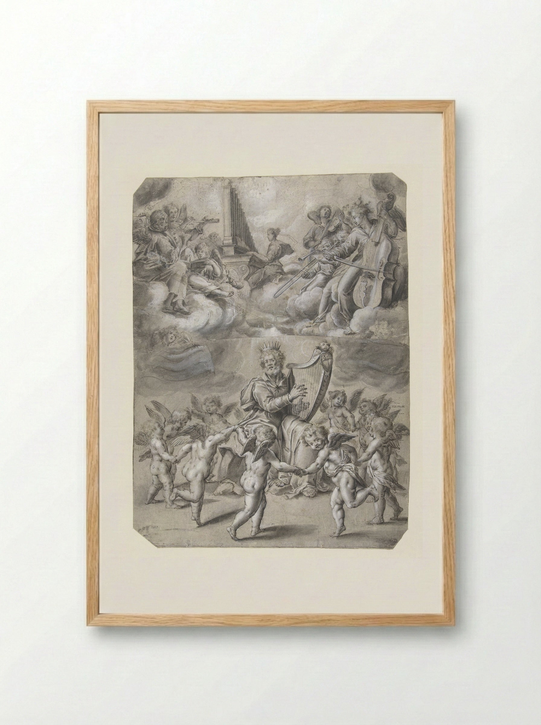Loflied van Koning David en de heilige Cecilia - Peter de Witte - Framed Print Wood