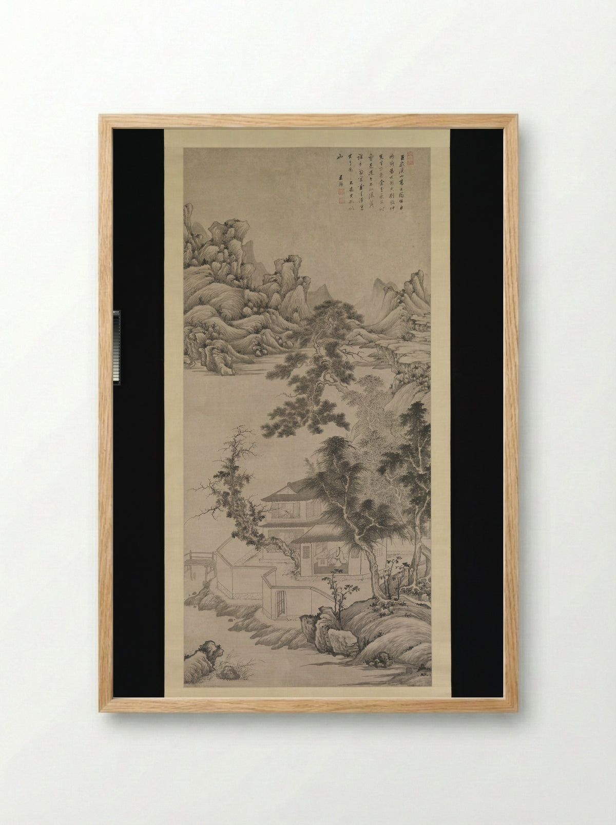 Lofty Scholar among Streams and Mountains, in the manner of Juran - Wang Jian - Framed Print Wood