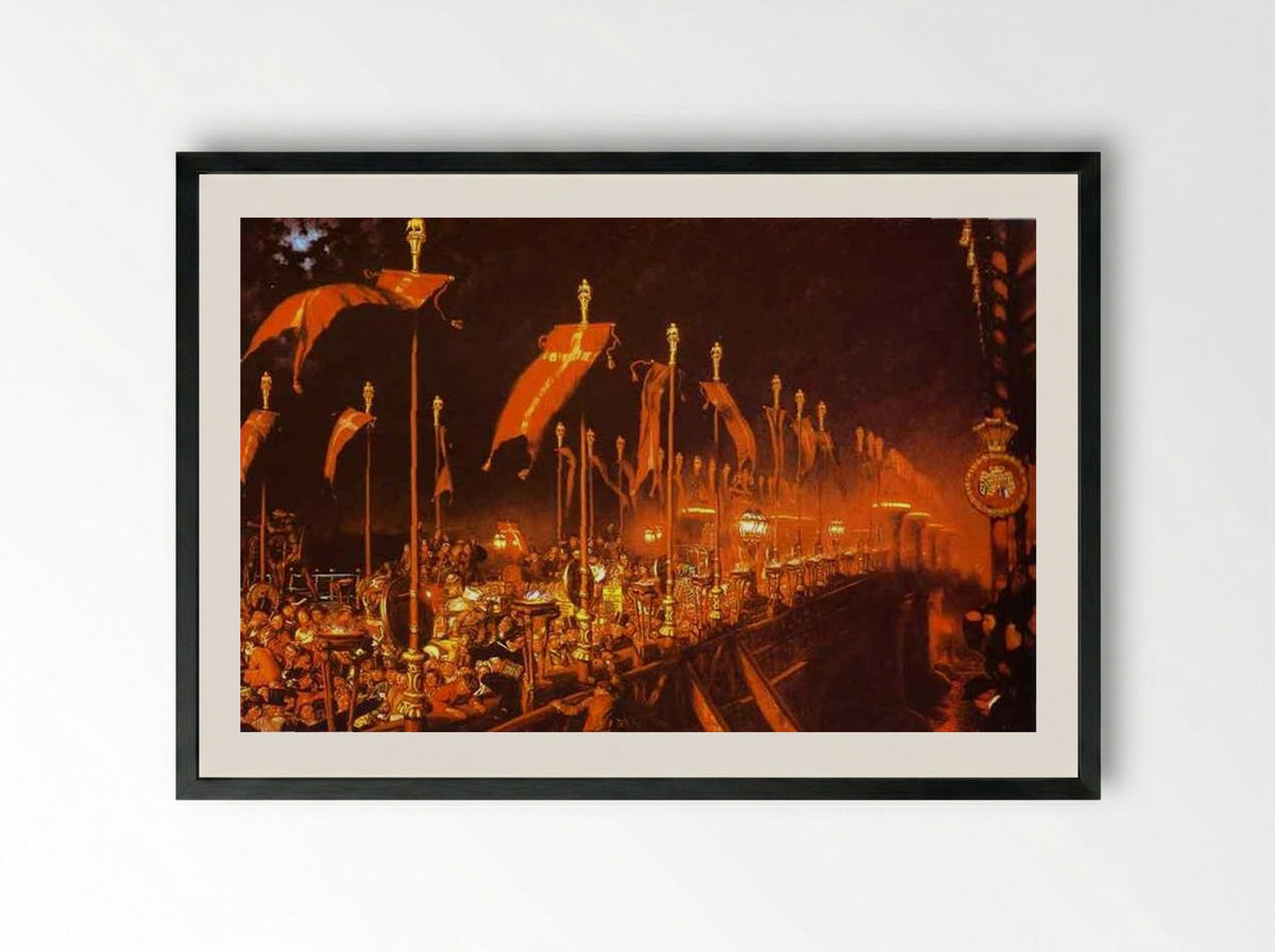 London Bridge on the Night of the Marriage of the Prince and Princess of Wales - William Holman Hunt - Framed Print Black