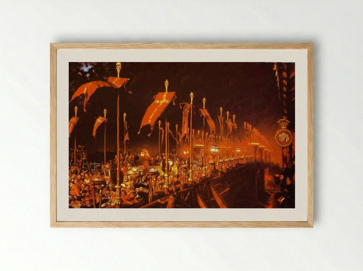 London Bridge on the Night of the Marriage of the Prince and Princess of Wales - William Holman Hunt - Framed Print Wood