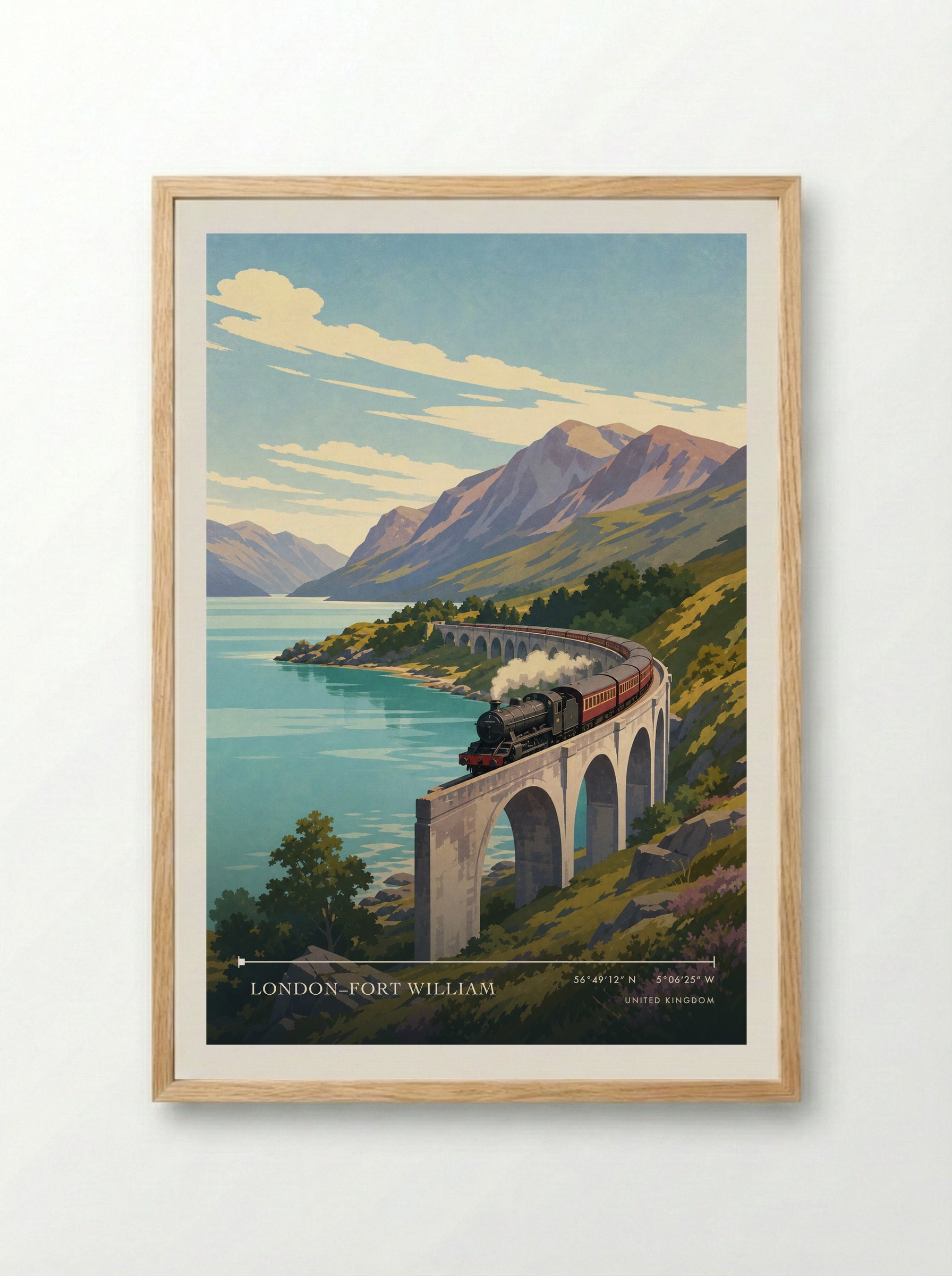 London–Fort William United Kingdom Travel Poster - Framed Print Wood