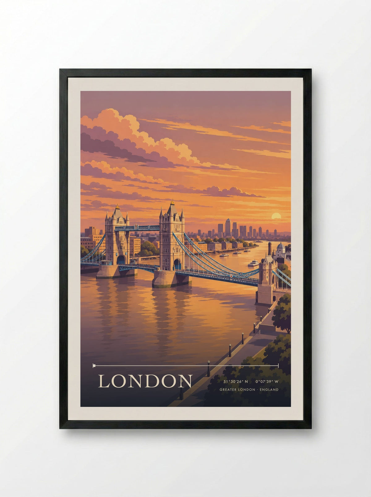 London, Greater London | Travel Poster - Framed Print Black