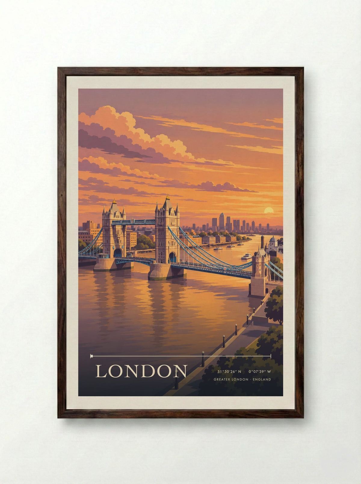 London, Greater London | Travel Poster - Framed Print Dark Wood