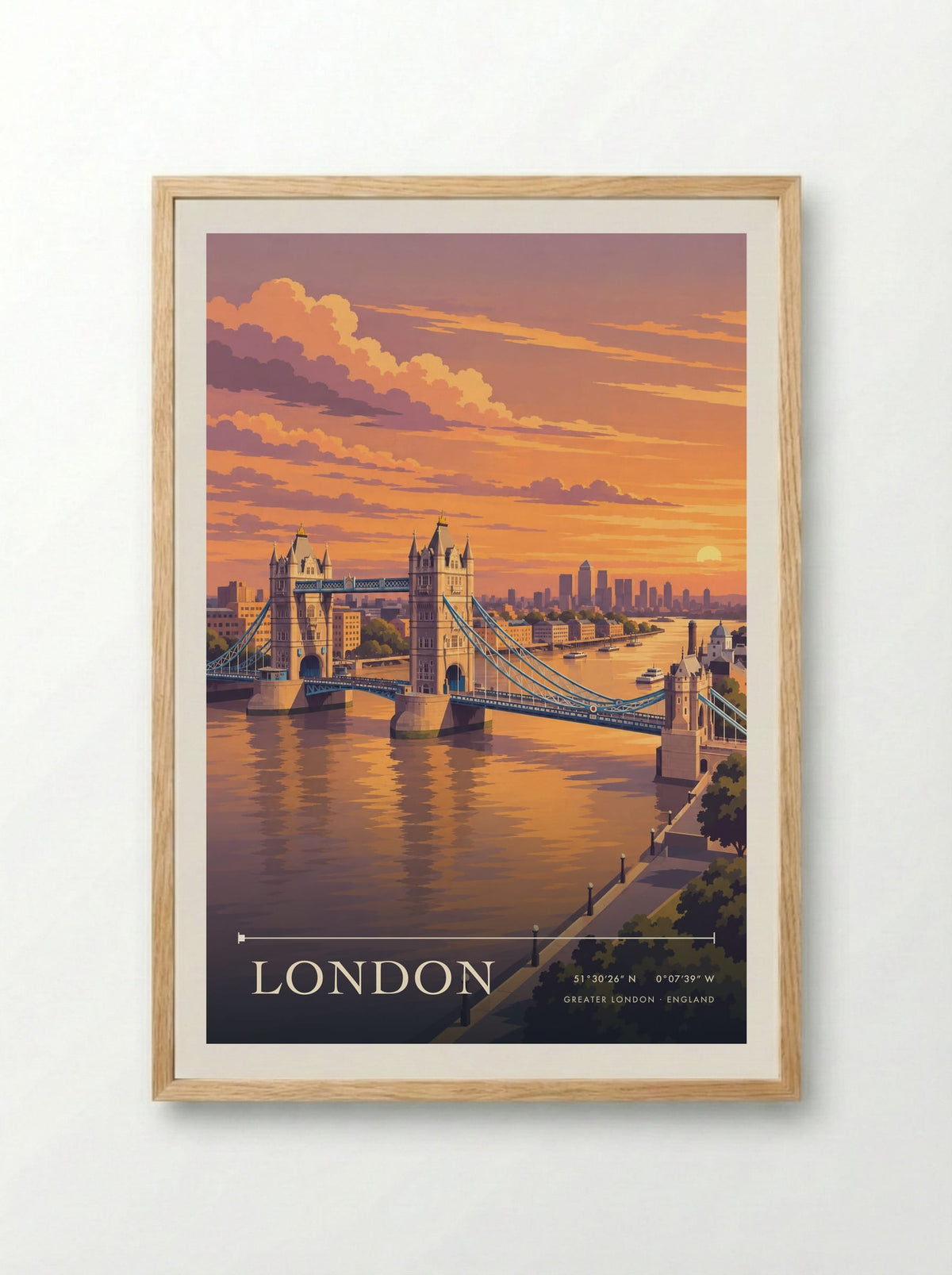 London, Greater London | Travel Poster - Framed Print Wood