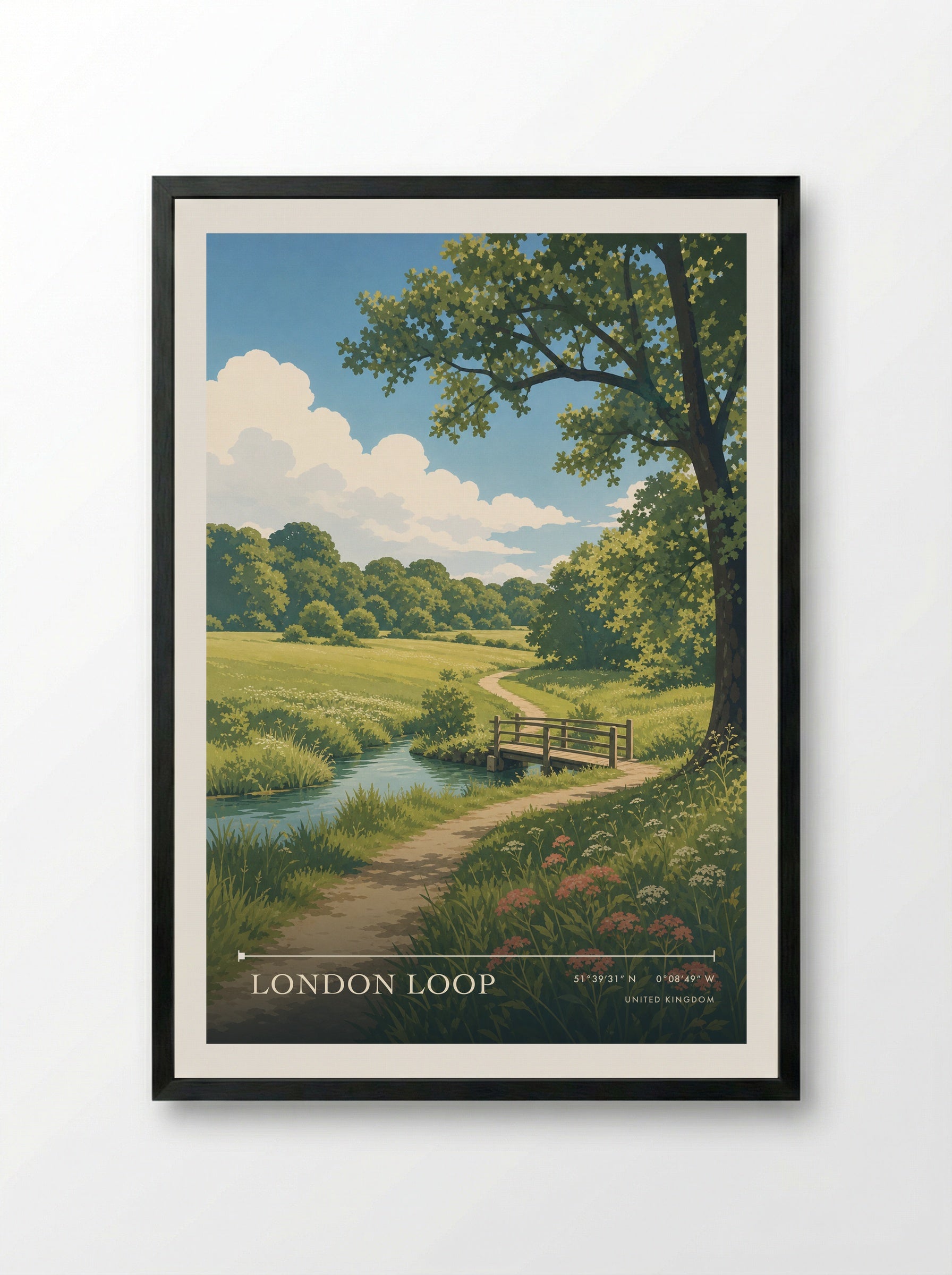 London LOOP United Kingdom Travel Poster - Framed Print Black