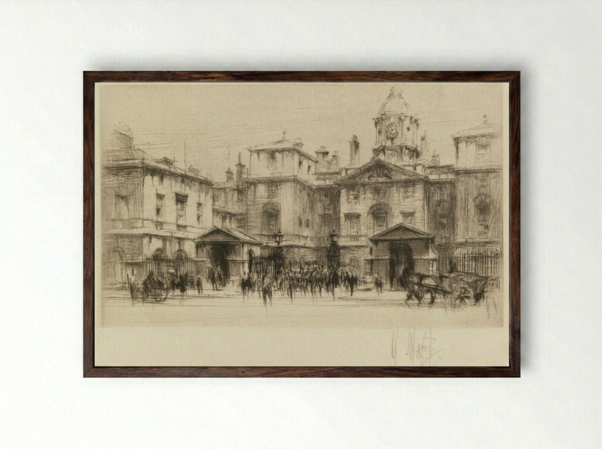 London Set: Horseguards - William Walcot - Framed Print Dark Wood