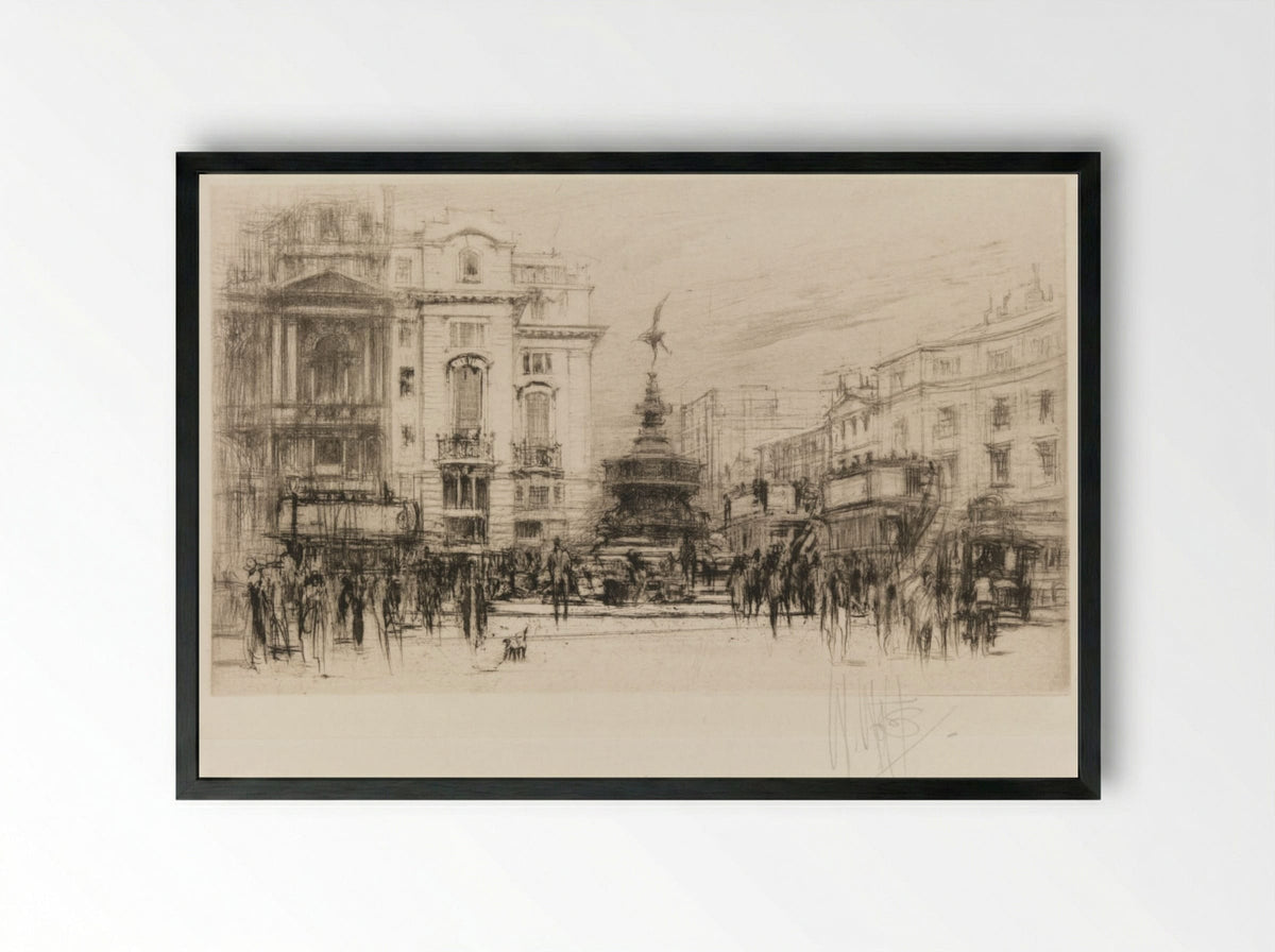 London Set: Piccadilly Circus (with Criterion Theatre) - William Walcot - Framed Print Black