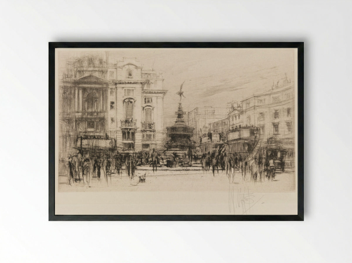 London Set: Piccadilly Circus (with Criterion Theatre) - William Walcot - Framed Print Black